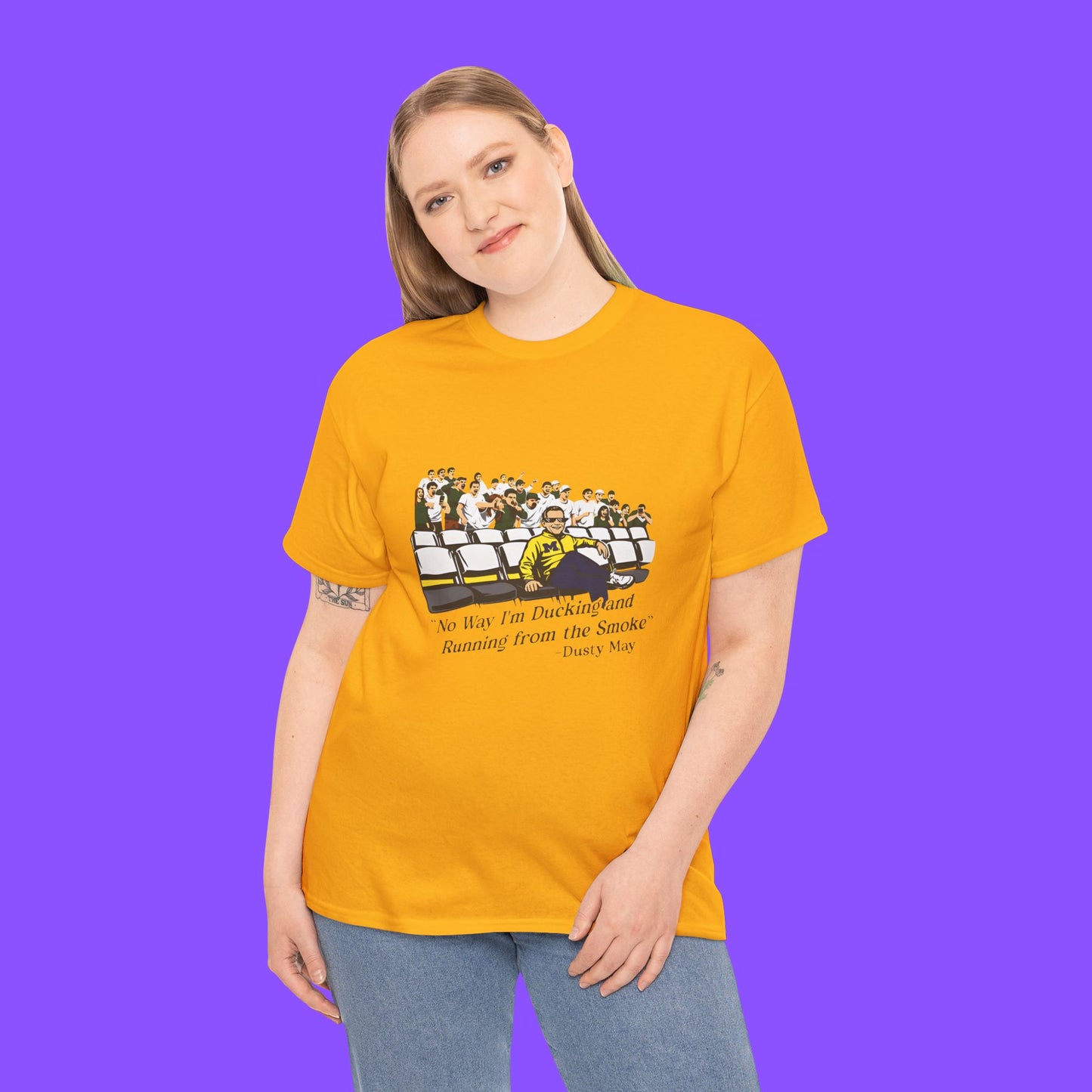 Yaxel Lendeborg Dusty May Shirt – “No Way I’m Ducking and Running From the Smoke” Michigan Basketball Tee - Tee No Filter