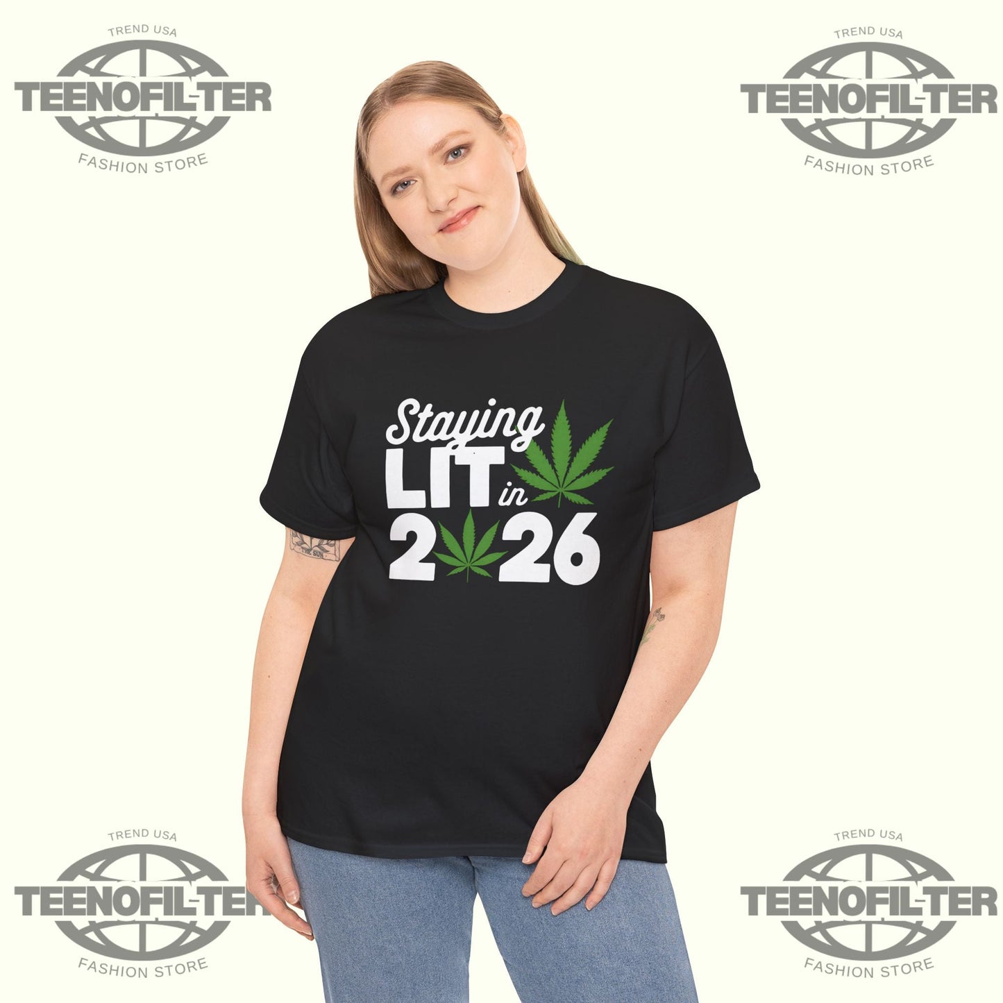 Staying Lit In 2026 T-Shirt – Viral Twitter High Wasted Marijuana Weed New Years Tee Printify
