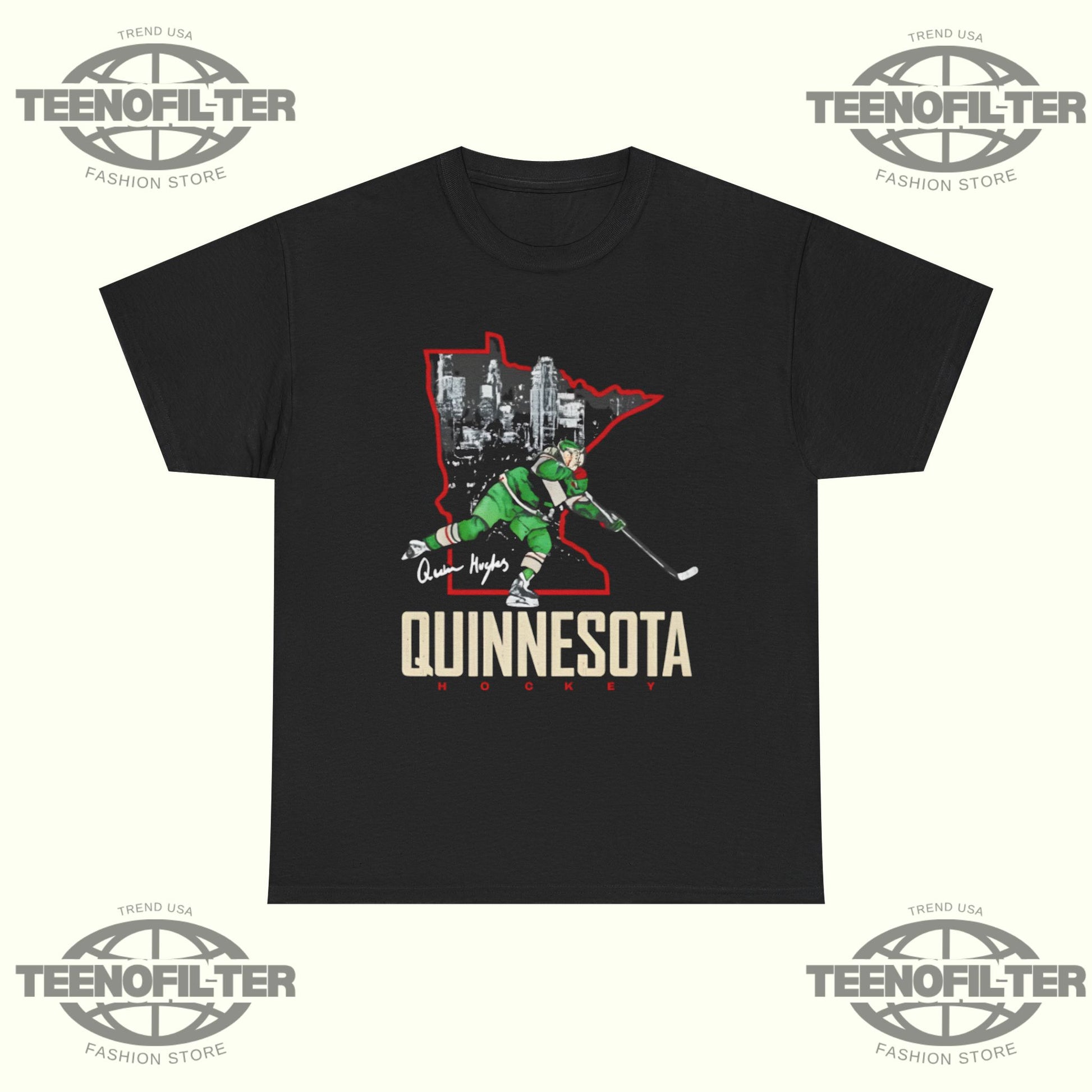 Quinnesota Pride Quinn Hughes Minnesota Quinnesota Viral Hockey T-Shirt - Tee No Filter
