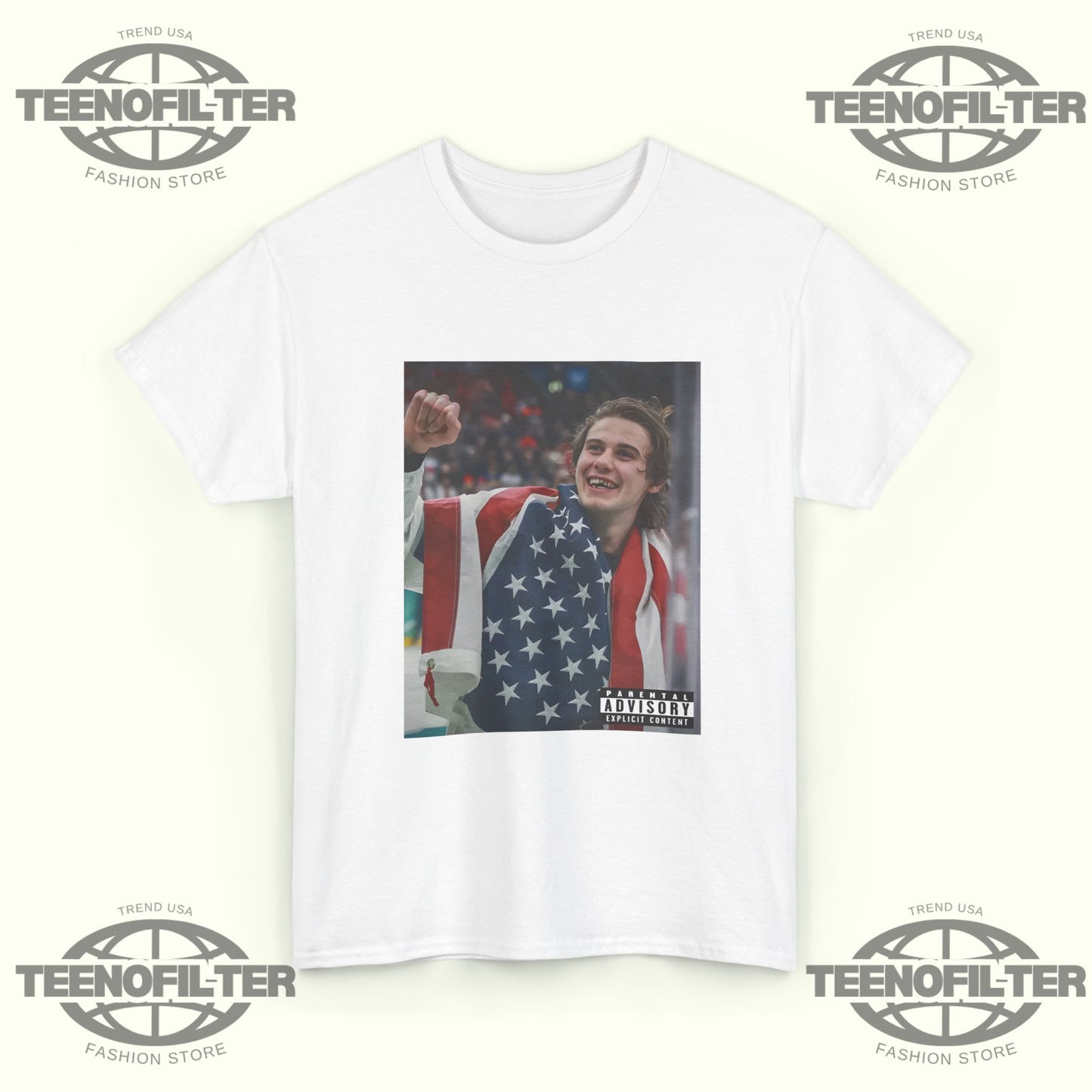 USA Champions Jack Hughes Victory Flag T-Shirt - Tee No Filter