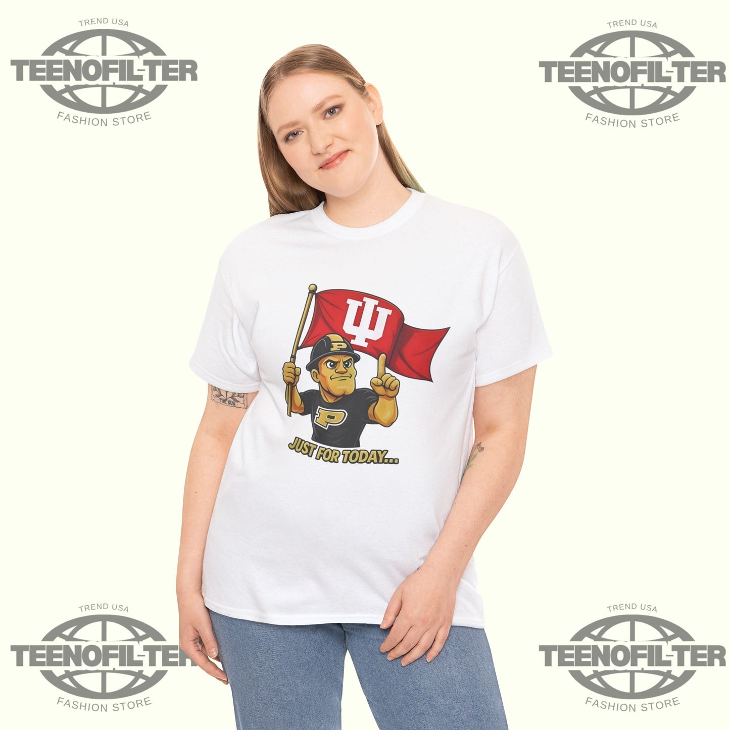 Just For Today Purdue Pete With Flag T-Shirt - Tee No Filter