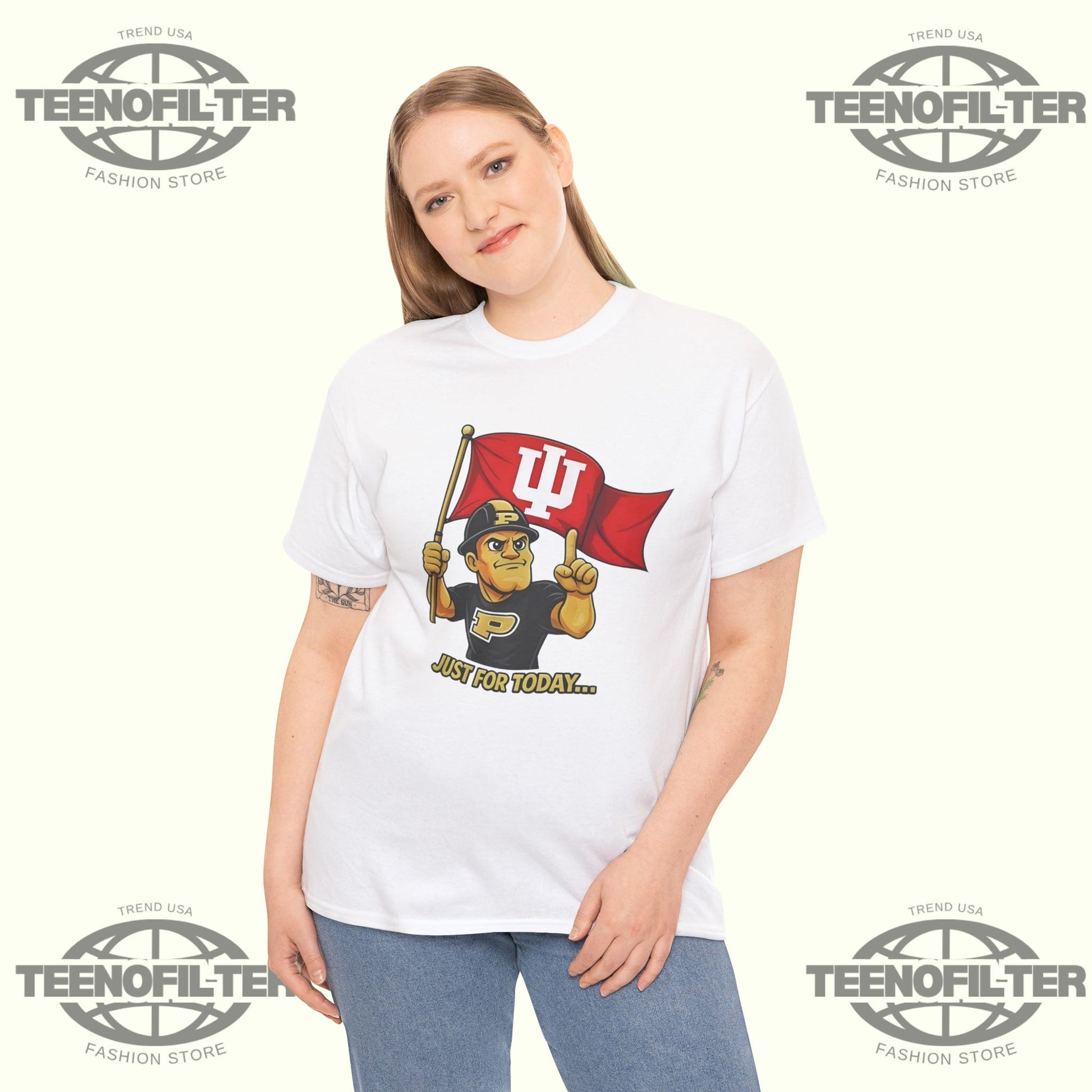 Just For Today Purdue Pete With Flag T-Shirt - Tee No Filter