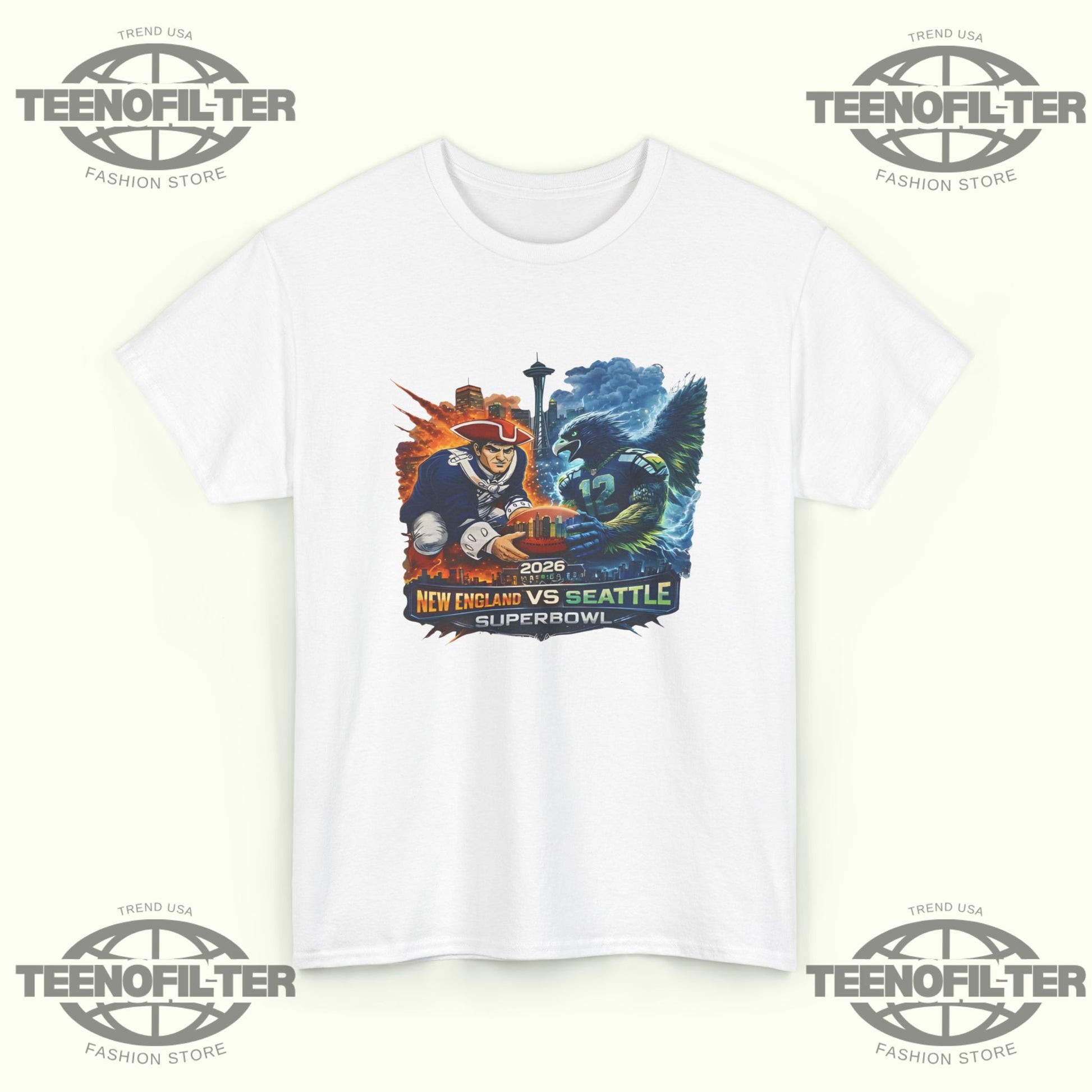 2026 Super Bowl Seahawks Patriots T-shirt - Tee No Filter