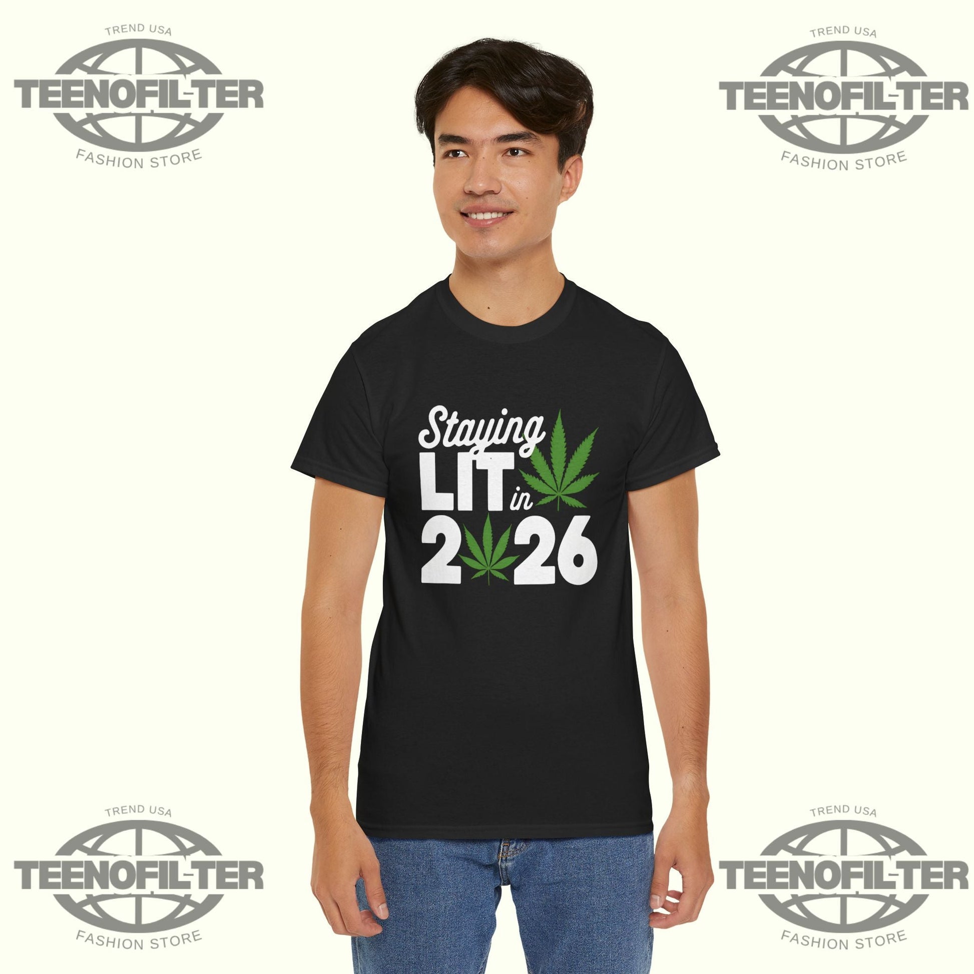 Staying Lit In 2026 T-Shirt – Viral Twitter High Wasted Marijuana Weed New Years Tee Printify