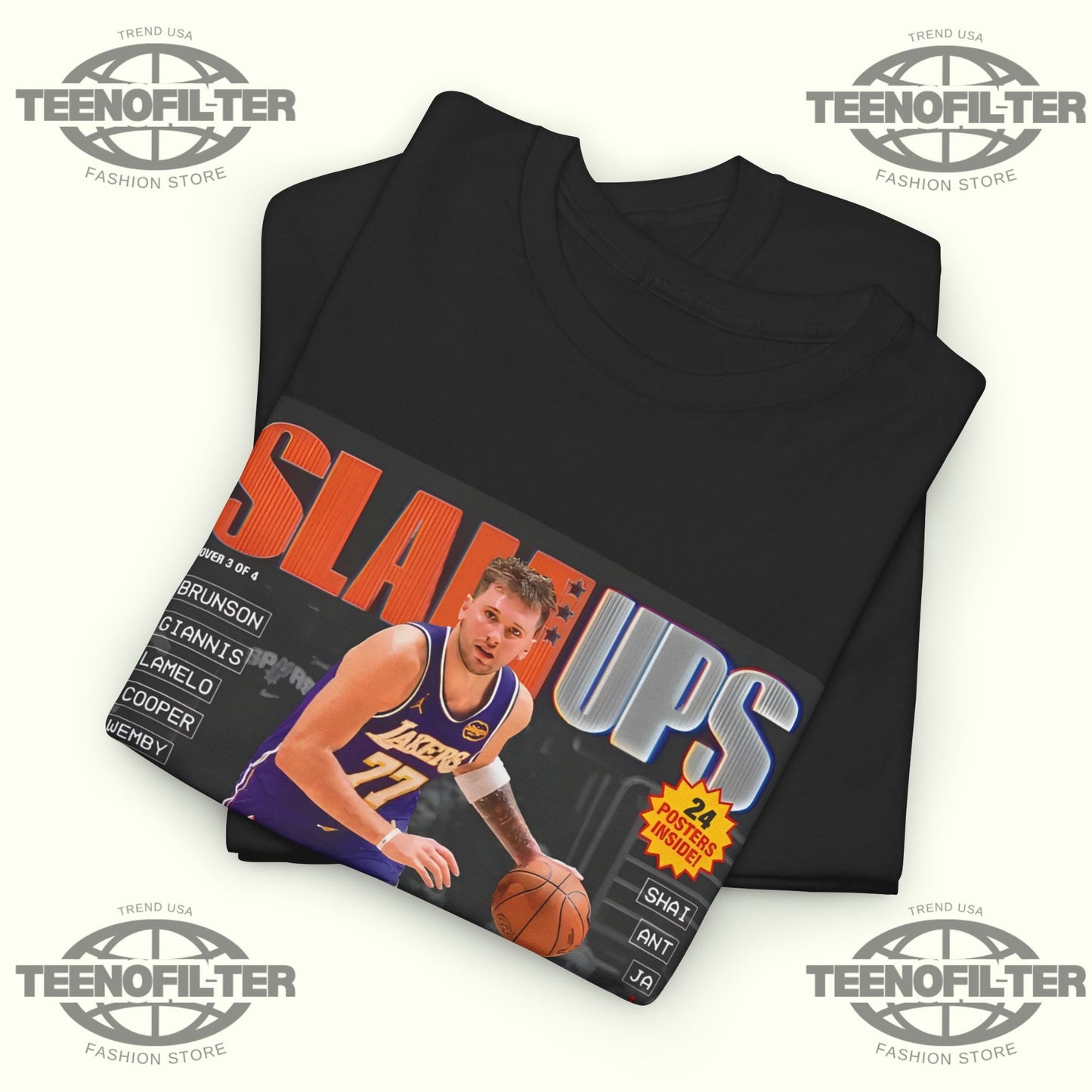 SLAMUPs Luka Dončić Magazine T-Shirt – NBA Streetwear Essential Printify