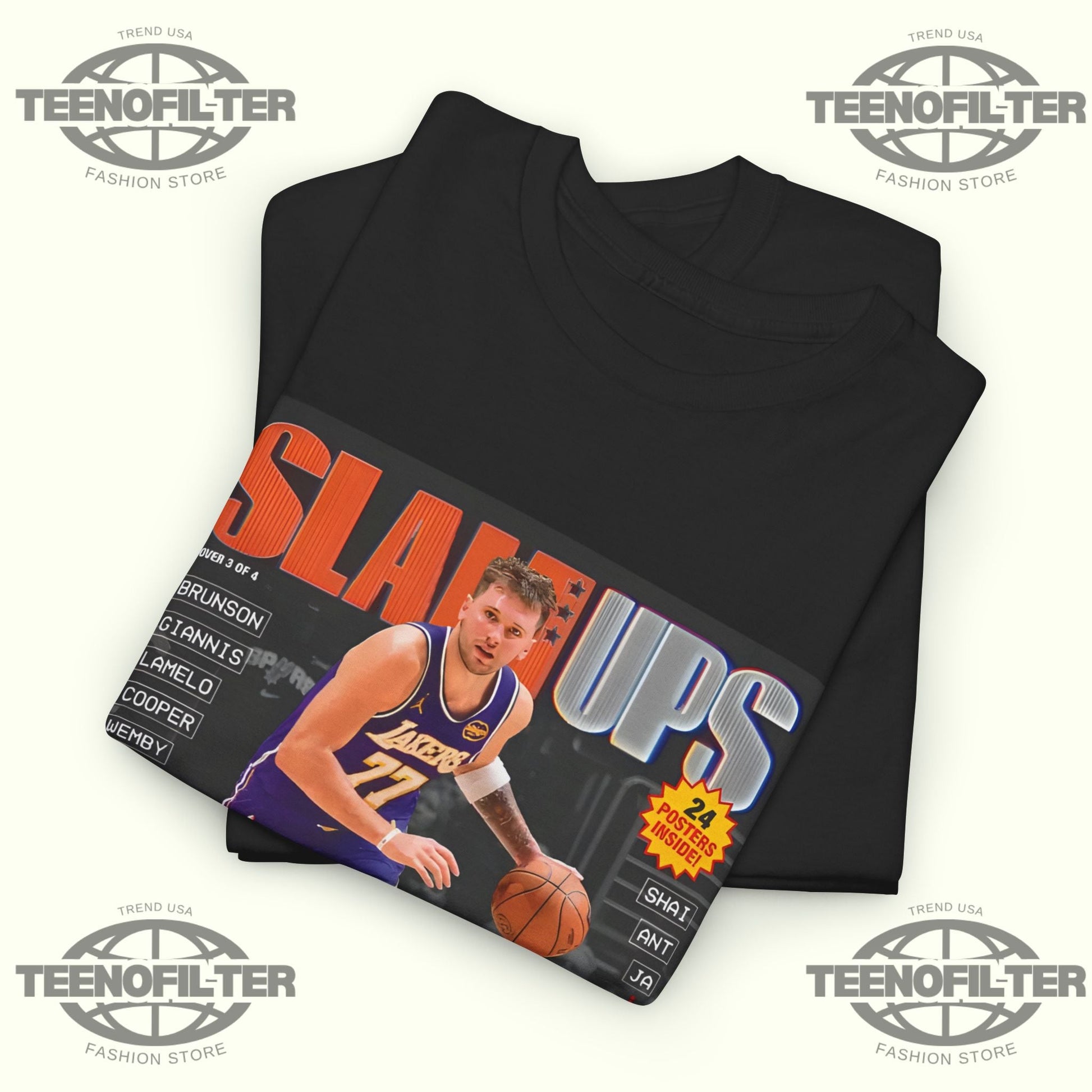 SLAMUPs Luka Dončić Magazine T-Shirt – NBA Streetwear Essential Printify