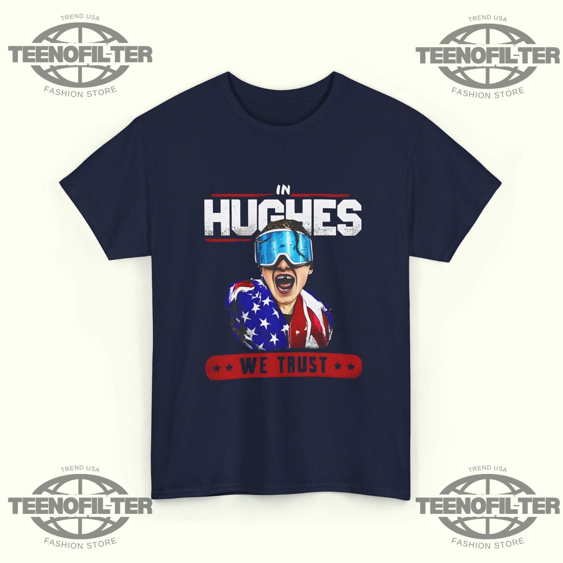 In Hughes We Trust T-Shirt – Bold Tribute to America’s Hockey Phenom - Tee No Filter
