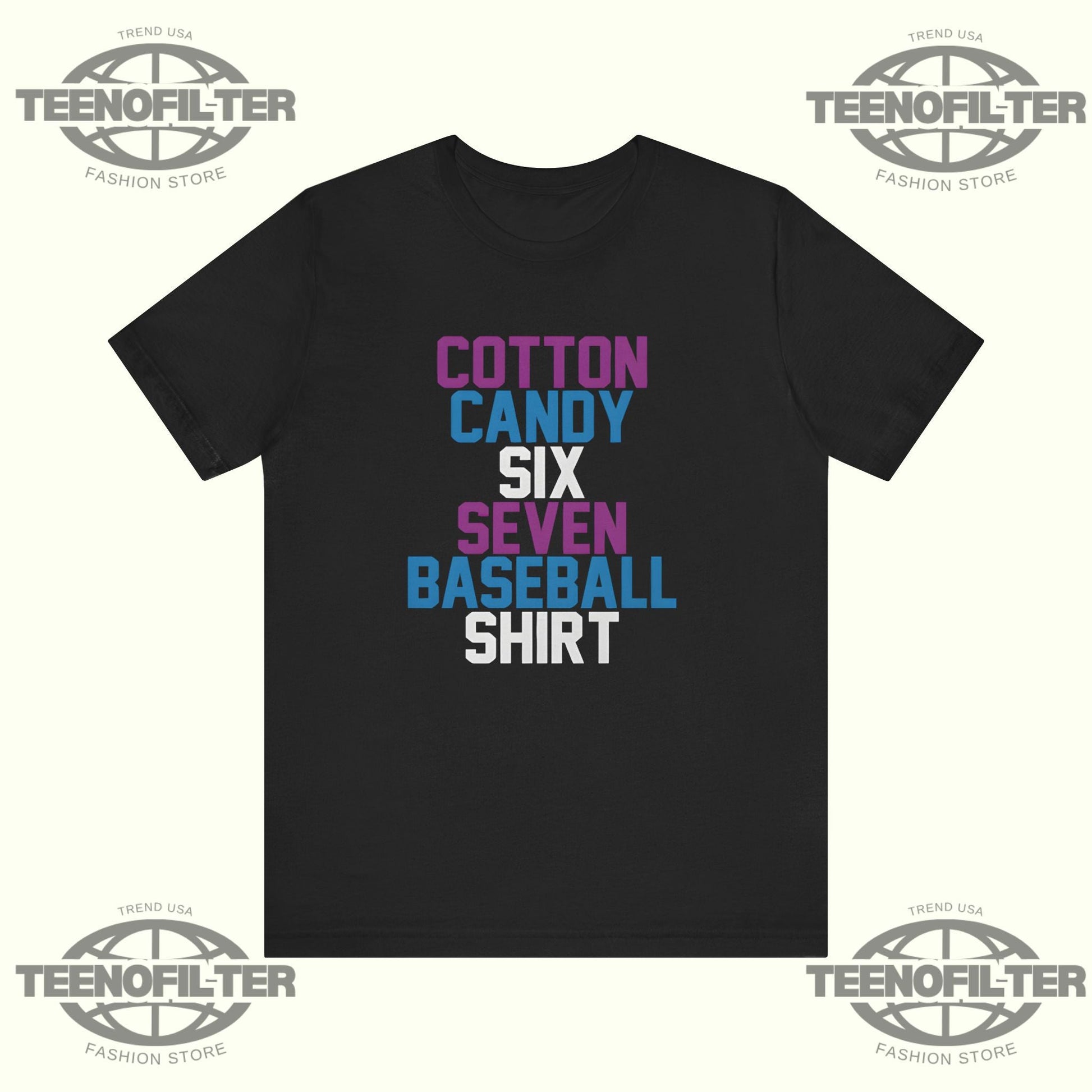 Cotton Candy Six Seven Baseball T-Shirt Printify