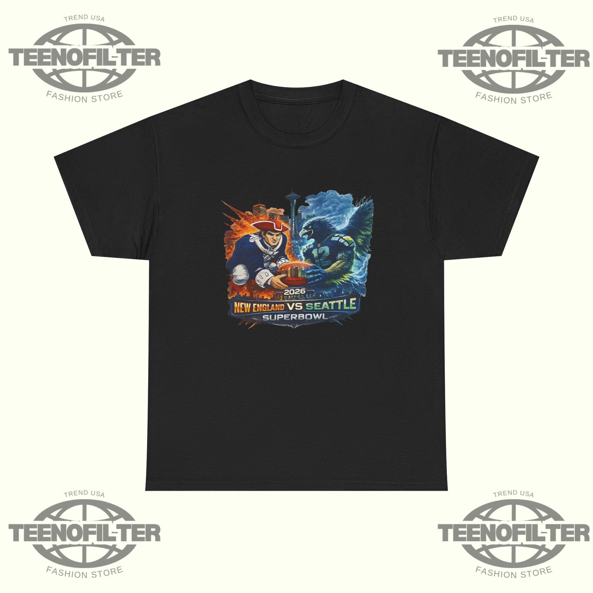 2026 Super Bowl Seahawks Patriots T-shirt - Tee No Filter