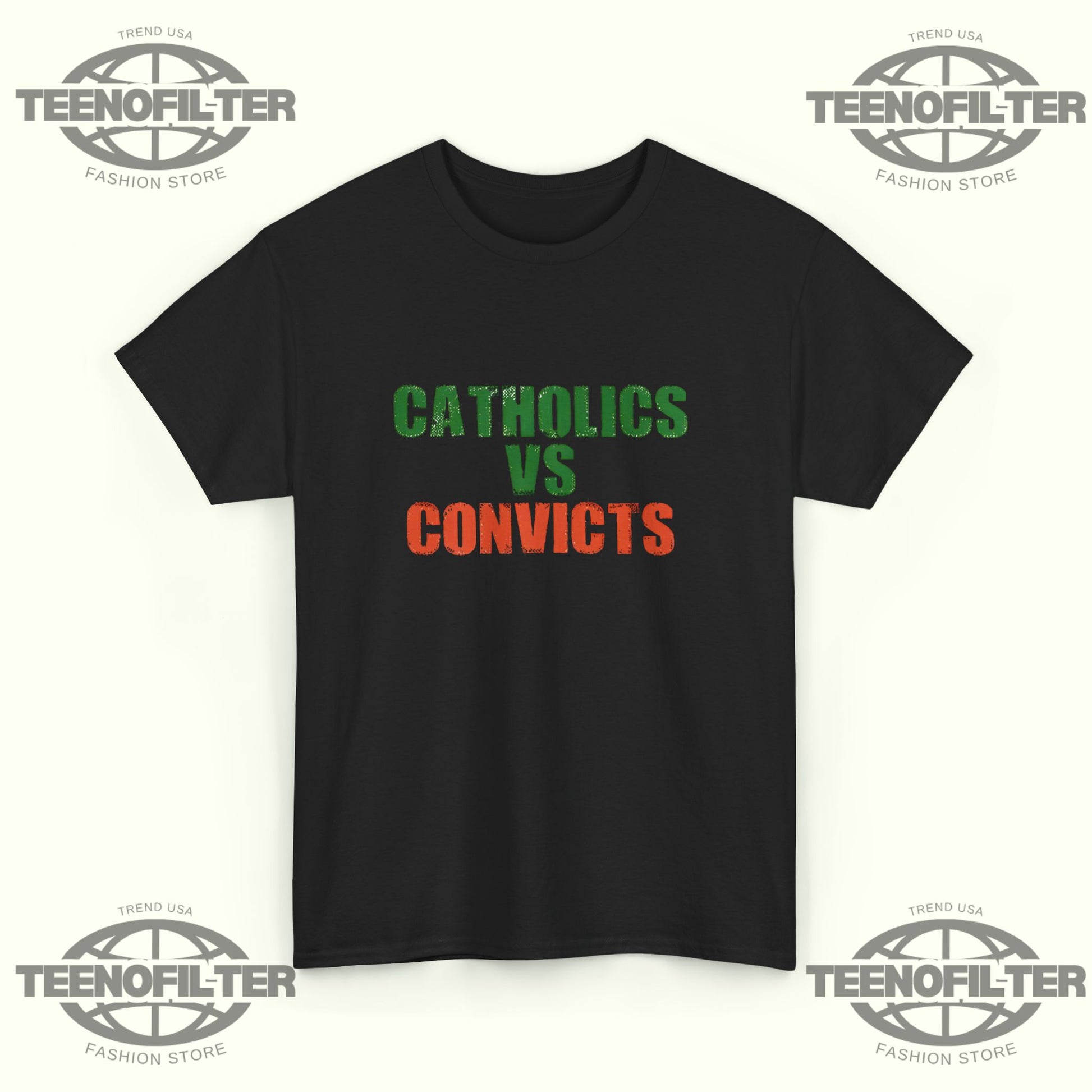 Catholics vs Convicts T-Shirt — Retro Rivalry Faith & Football Tee - Tee No Filter