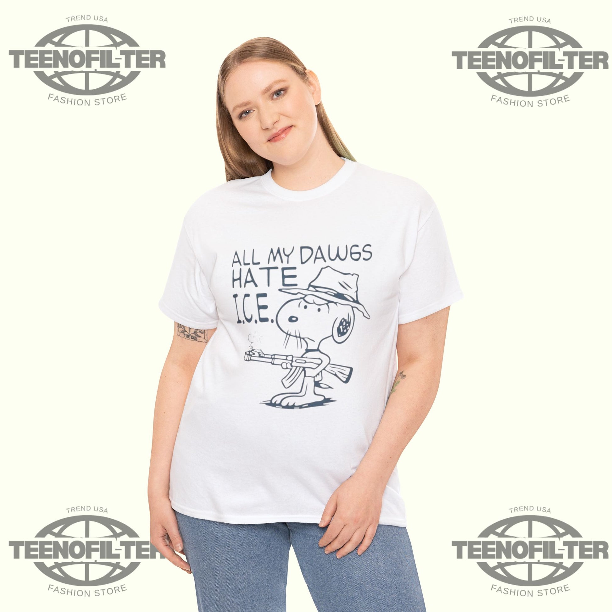 Snoopy All My Dawgs Hate ICE T-Shirt - Tee No Filter