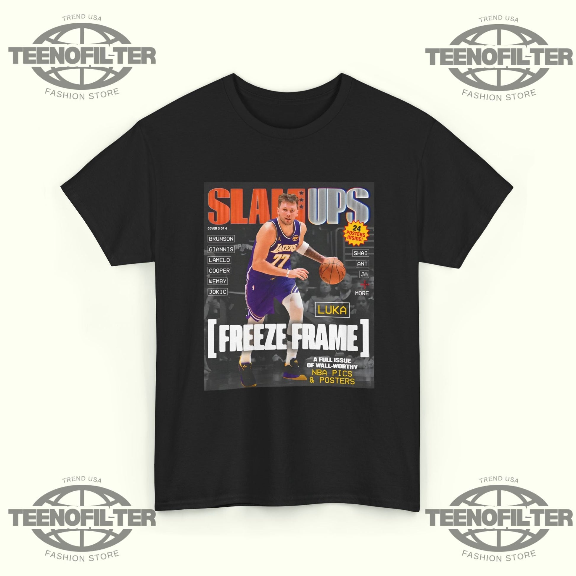 SLAMUPs Luka Dončić Magazine T-Shirt – NBA Streetwear Essential Printify