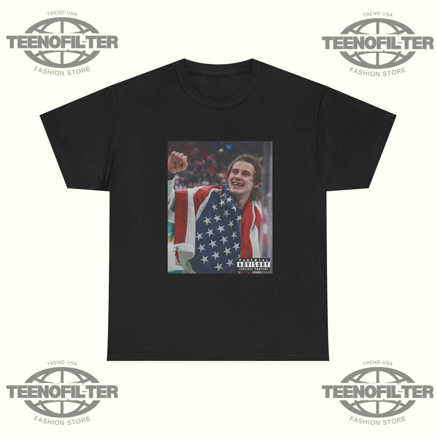 USA Champions Jack Hughes Victory Flag T-Shirt - Tee No Filter