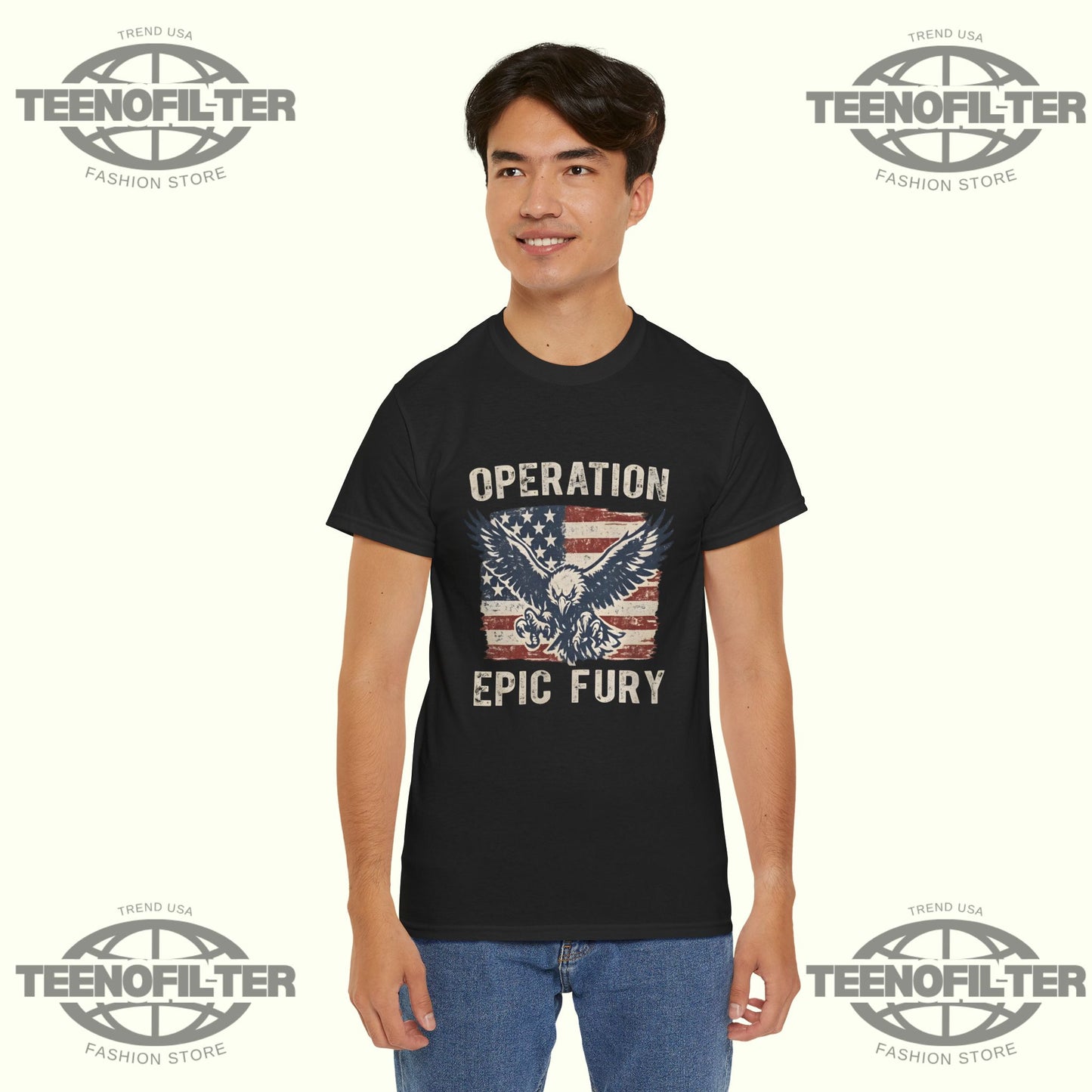 Operation Epic Fury USA Flag T-Shirt – Patriotic Strength & Global Unity Statement Tee - Tee No Filter