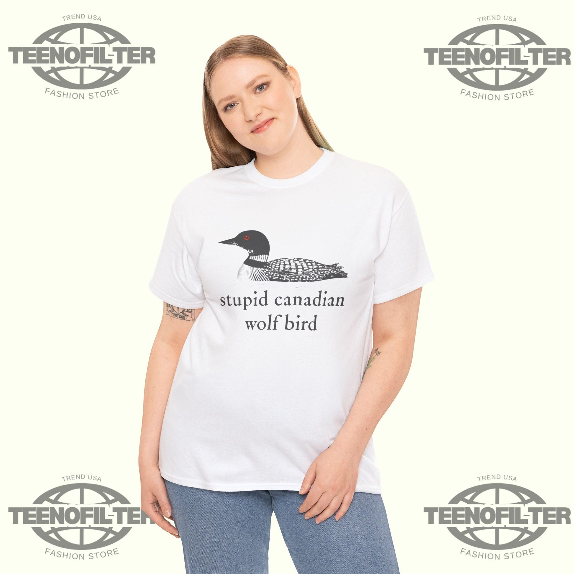 Stu*pid Canadian Wolf Bird Shirt – Hilarious Canadian Wildlife & Hockey Viral Tee Printify