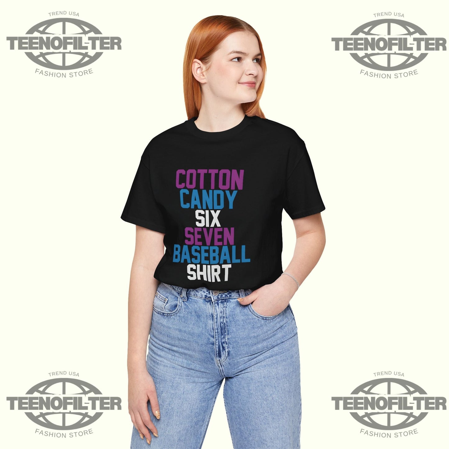 Cotton Candy Six Seven Baseball T-Shirt Printify