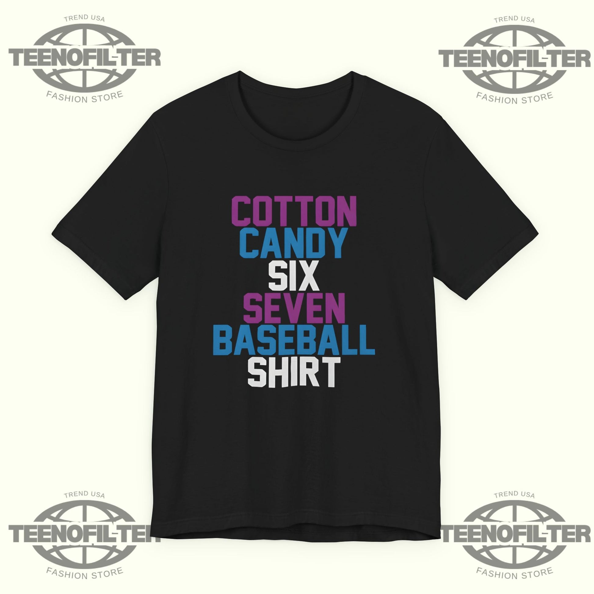 Cotton Candy Six Seven Baseball T-Shirt Printify