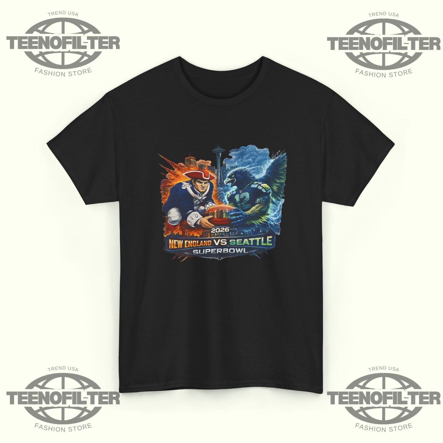2026 Super Bowl Seahawks Patriots T-shirt - Tee No Filter