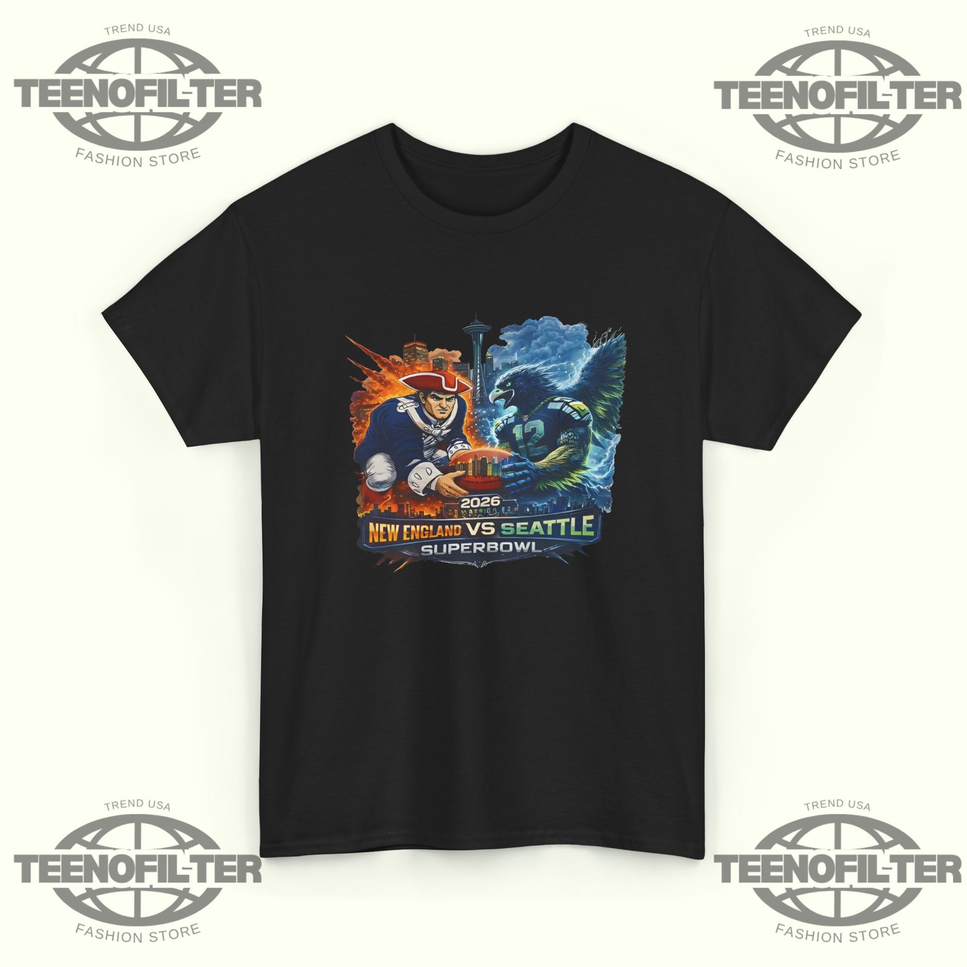 2026 Super Bowl Seahawks Patriots T-shirt - Tee No Filter
