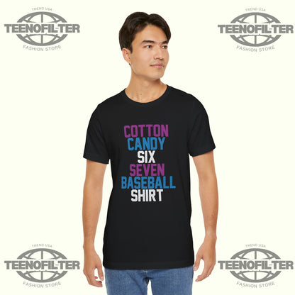 Cotton Candy Six Seven Baseball T-Shirt Printify