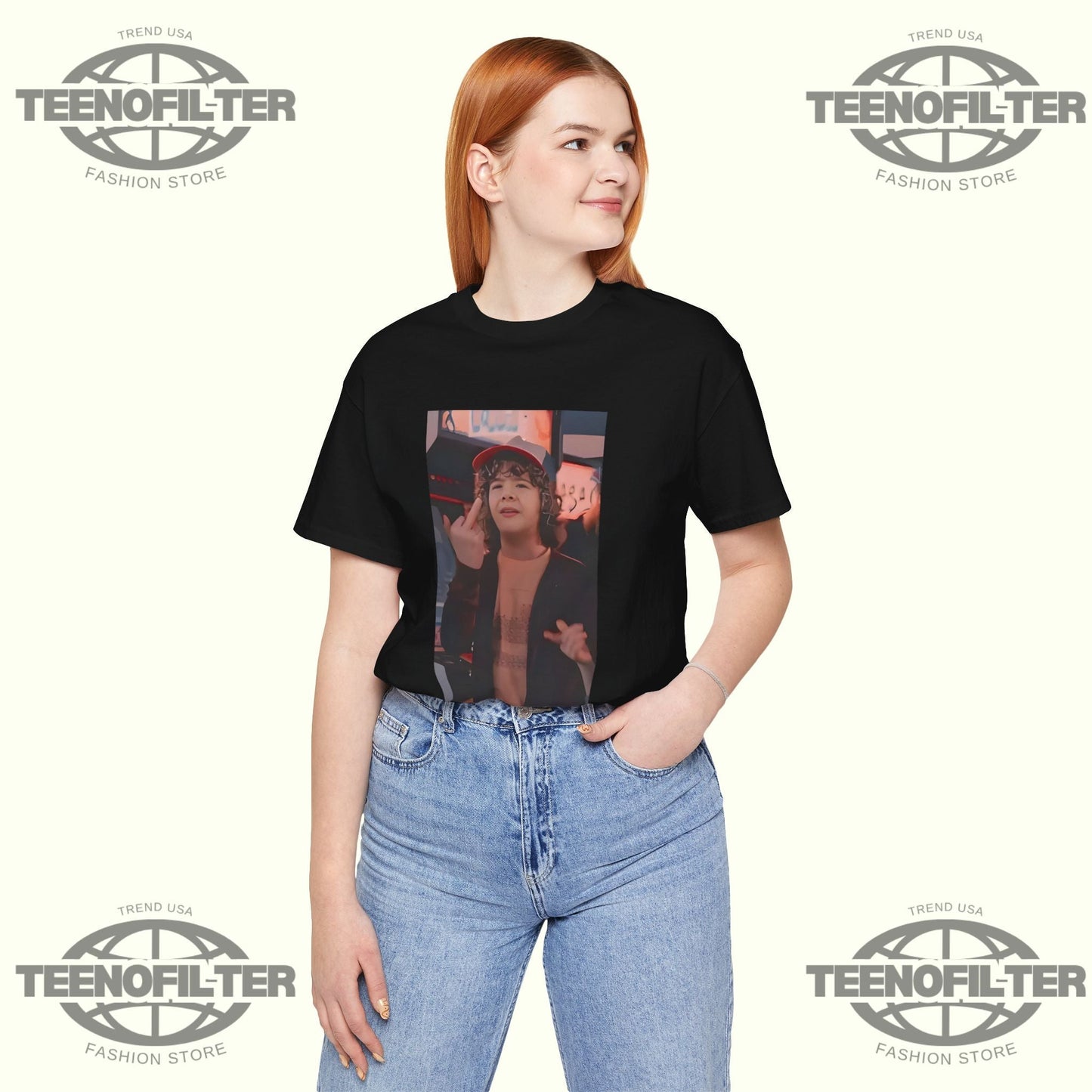 Dustin Henderson Stranger Things Middle Finger T-Shirt Printify