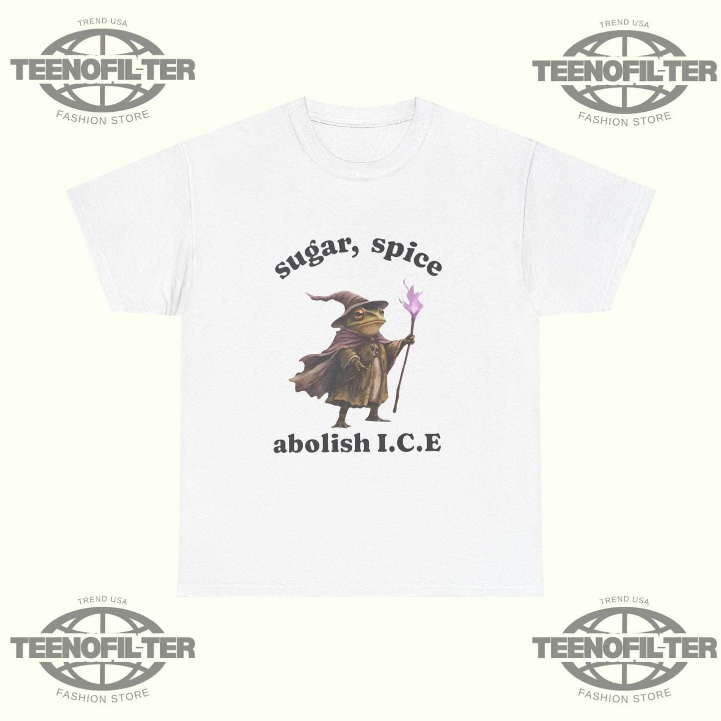 Wizard Frog Sugar & Spice Abolish ICE 2026 T-Shirt — Magical Meme Resistance Streetwear - Tee No Filter