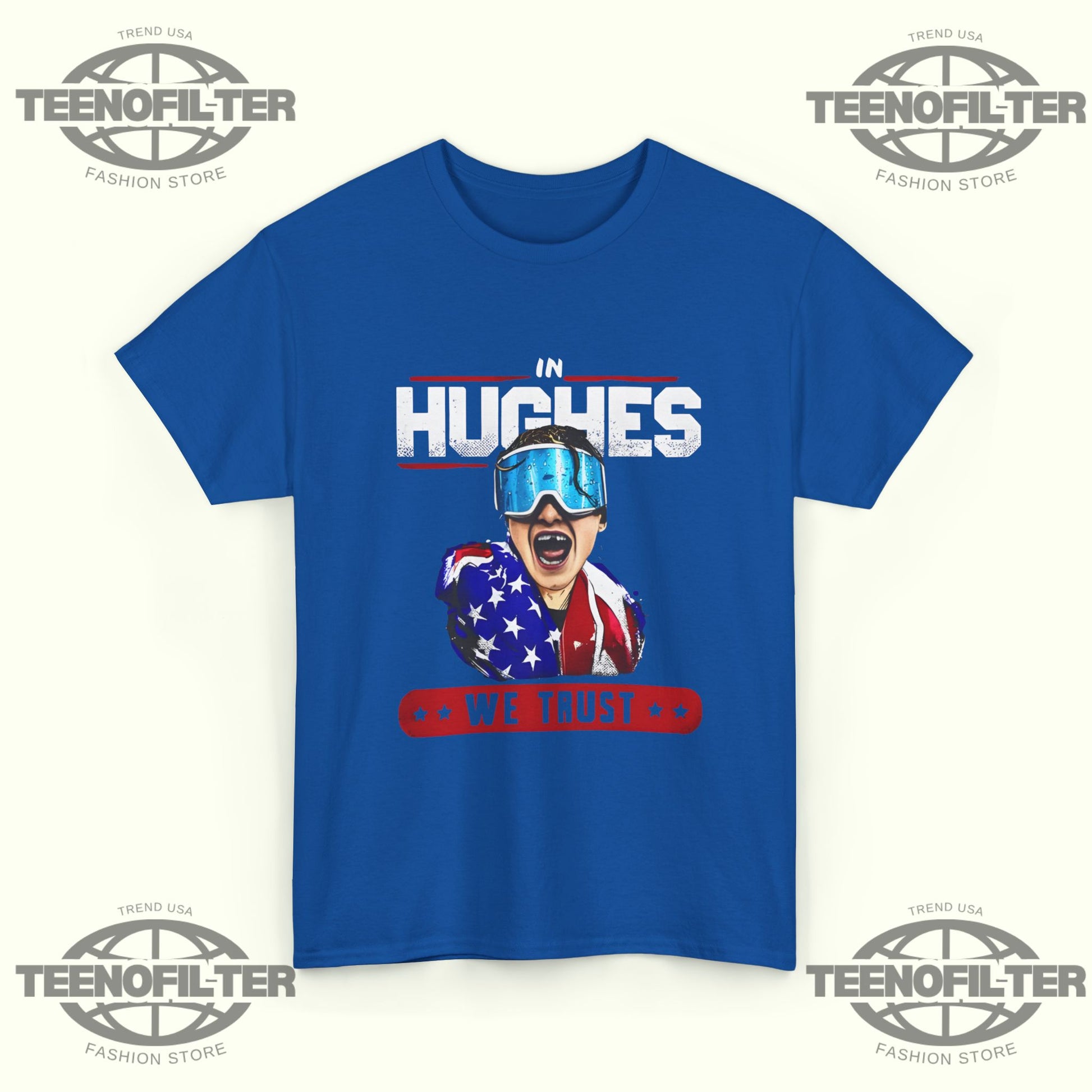 In Hughes We Trust T-Shirt – Bold Tribute to America’s Hockey Phenom - Tee No Filter