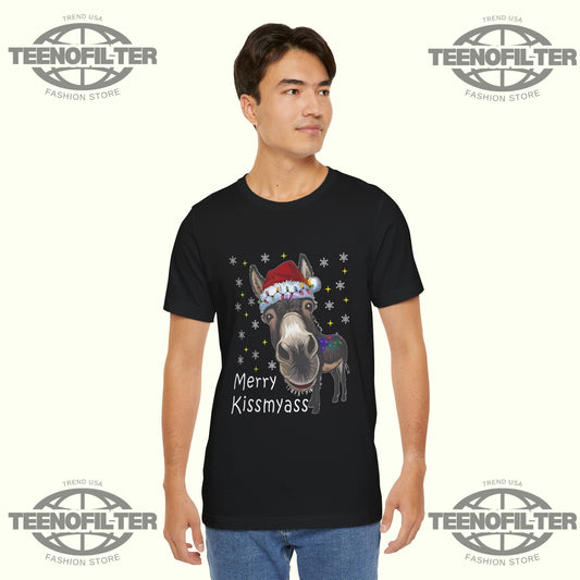 Merry KissMyAss Donkey T-shirt Printify