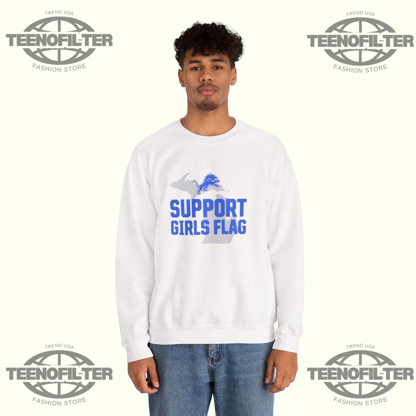 Lions Support Girls Flag Sweatshirt Printify