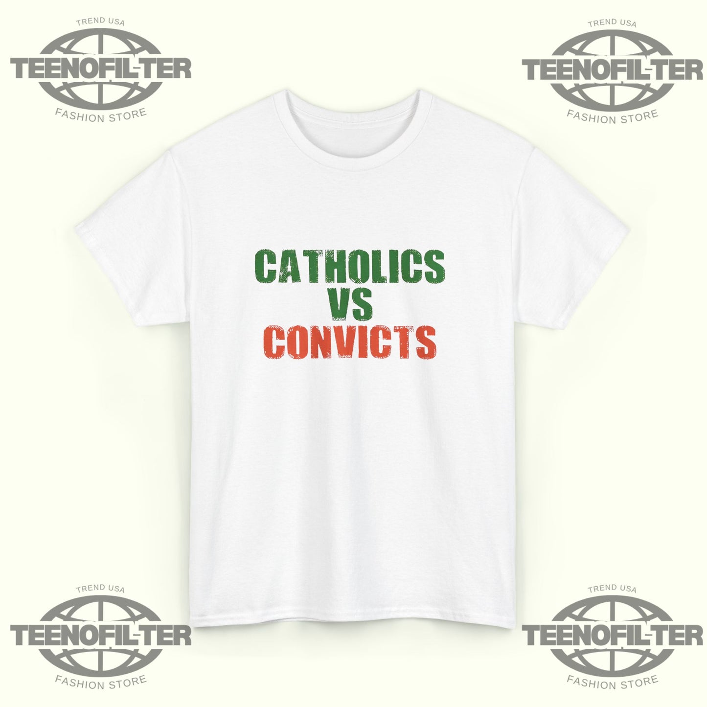 Catholics vs Convicts T-Shirt — Retro Rivalry Faith & Football Tee - Tee No Filter