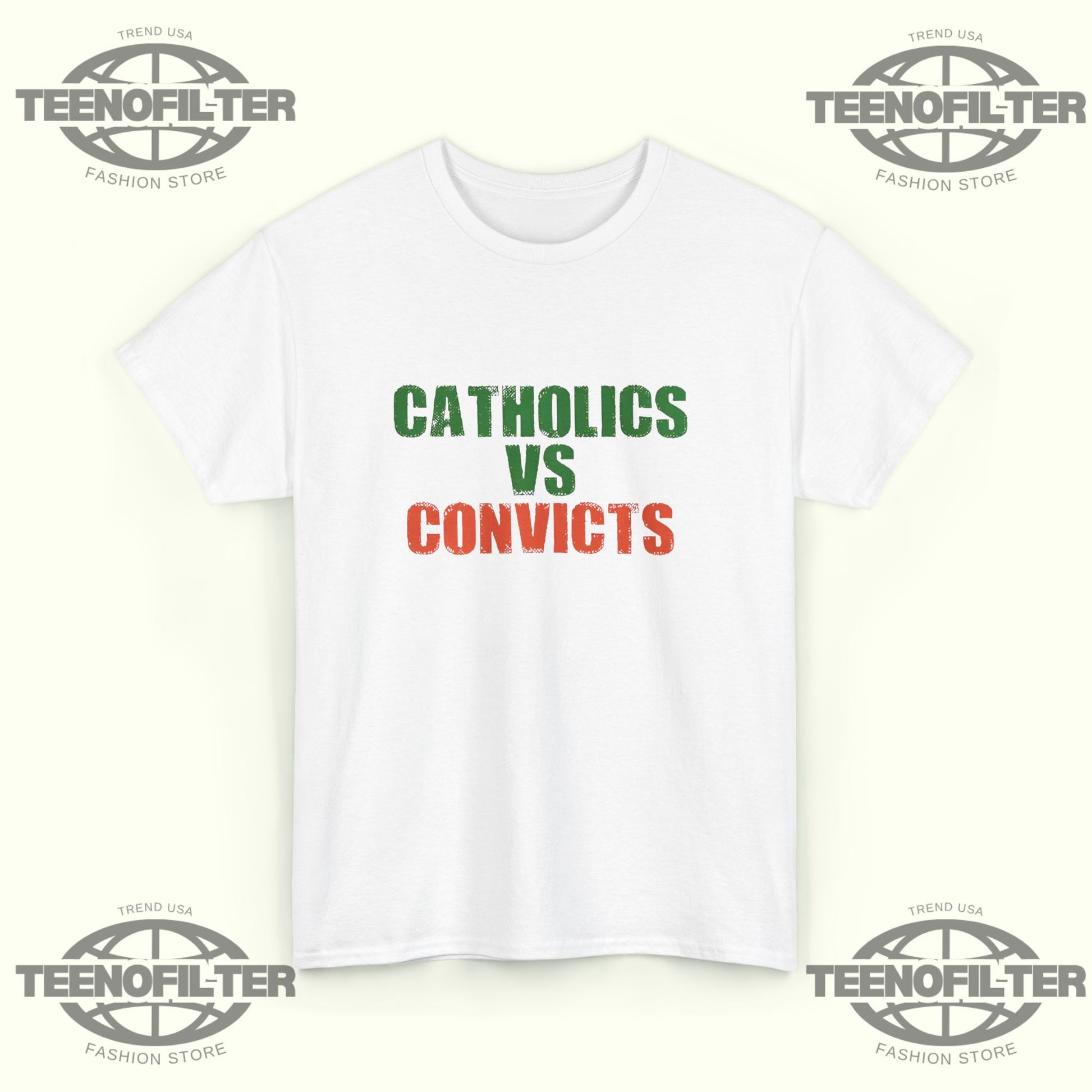 Catholics vs Convicts T-Shirt — Retro Rivalry Faith & Football Tee - Tee No Filter