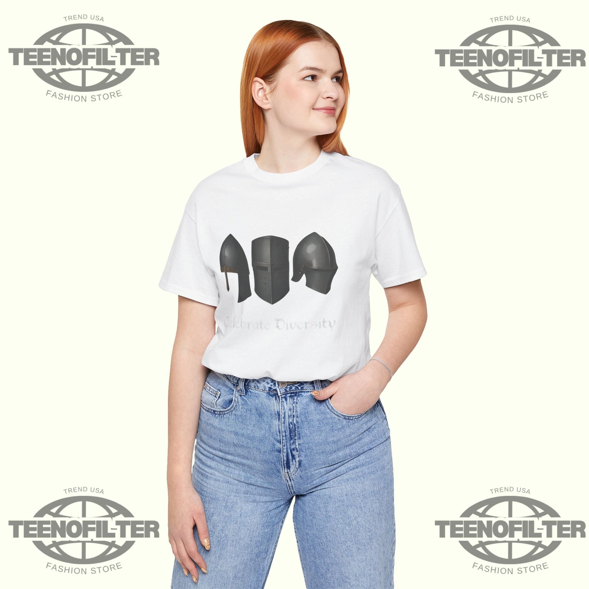 Medieval Helmets Celebrate Diversity T-Shirt Printify