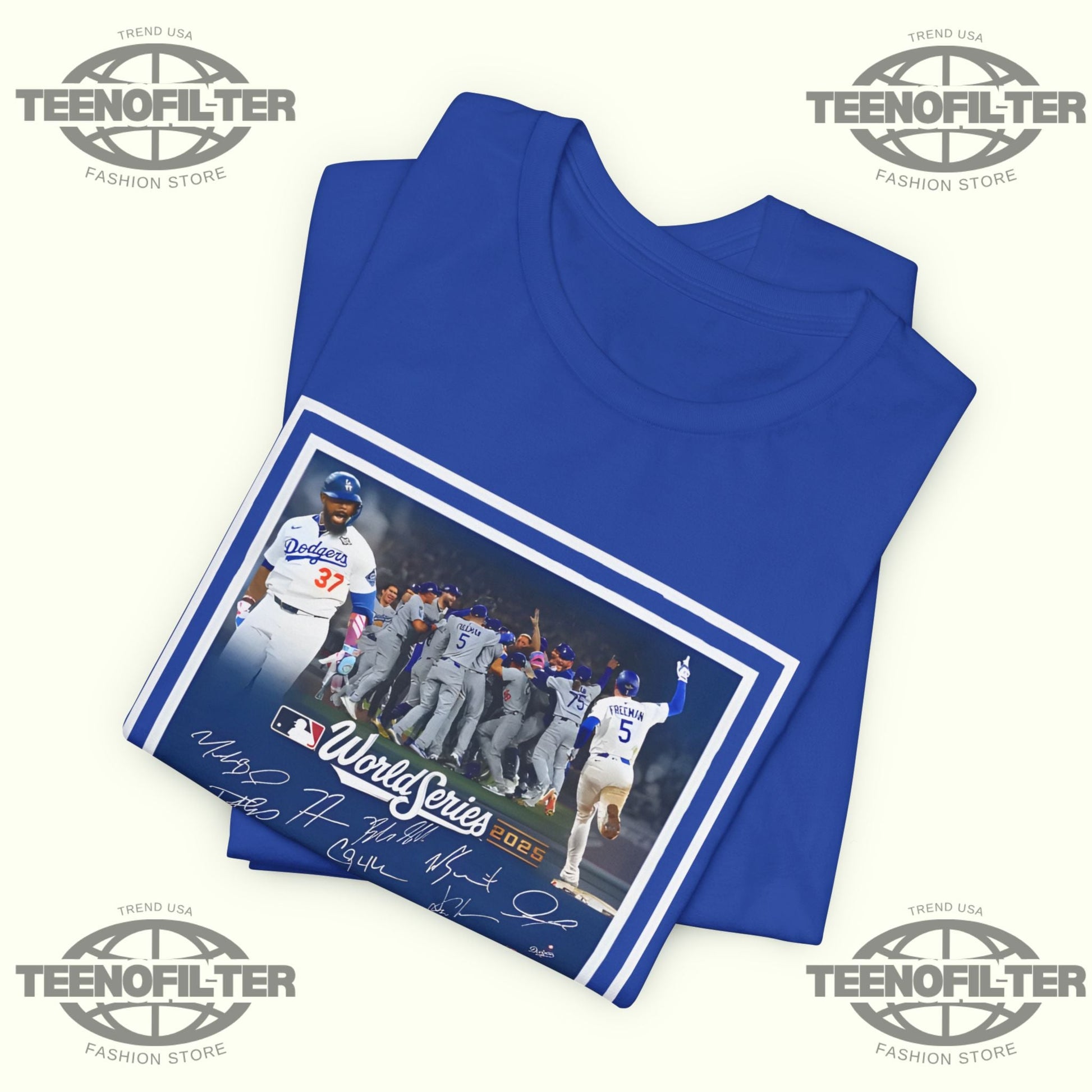 Dodgers Autographed World Series Signatures T-Shirt Printify