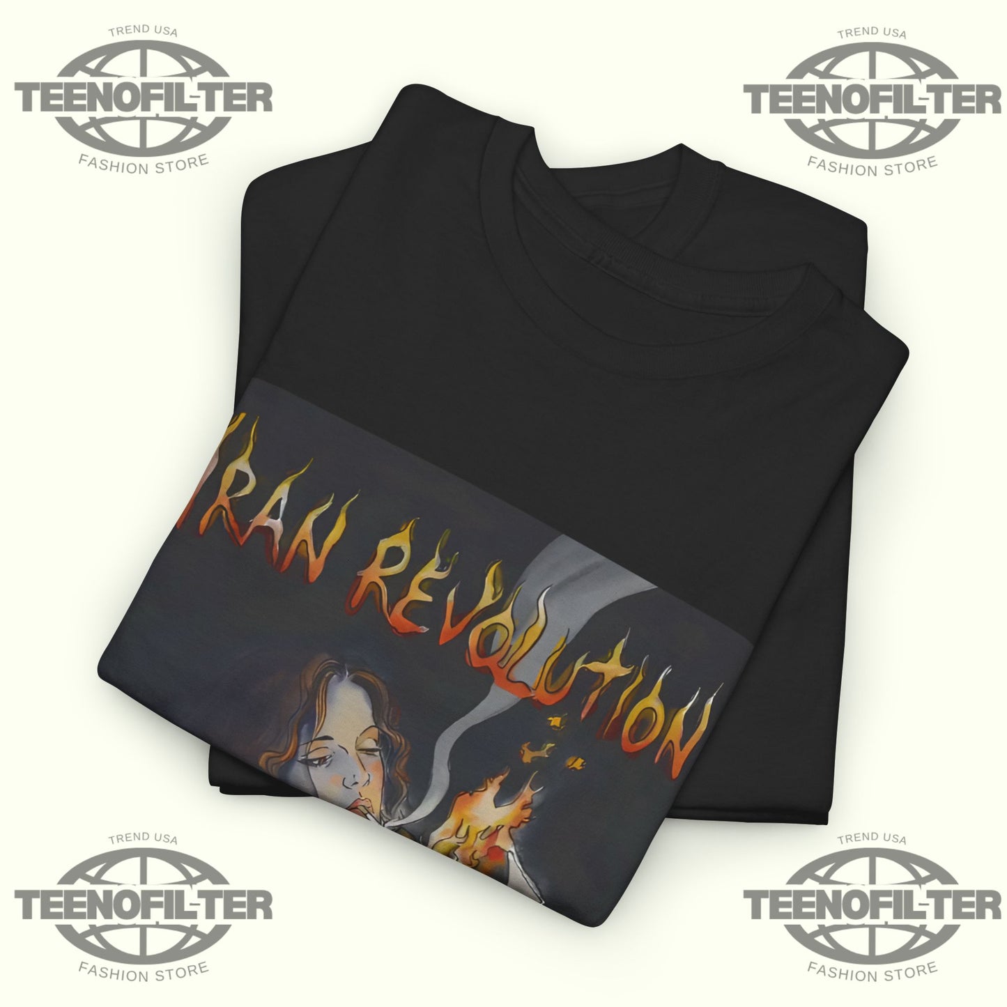 Iranian Lady Burning Khamenei Photo T-Shirt – Viral Protest Art Tee Inspired by Iran’s Women of Resistance - Tee No Filter