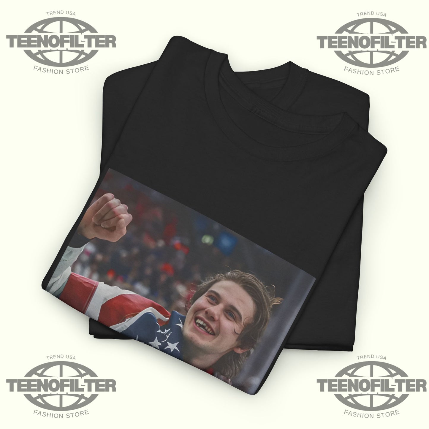 USA Champions Jack Hughes Victory Flag T-Shirt - Tee No Filter