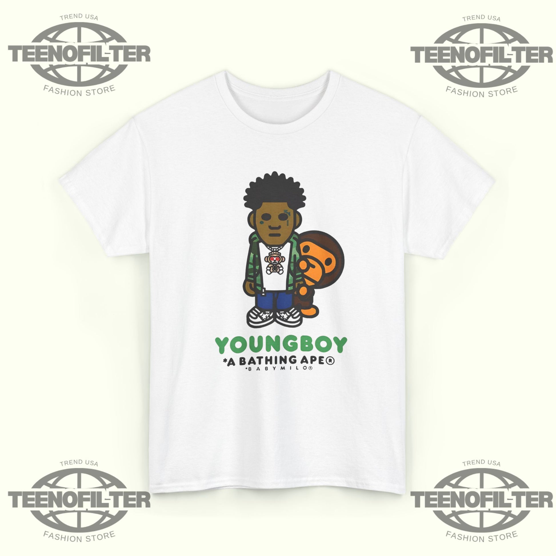 YoungBoy Never Broke Again X A Bathing Ape BAPE Milo T-Shirt - Tee No Filter