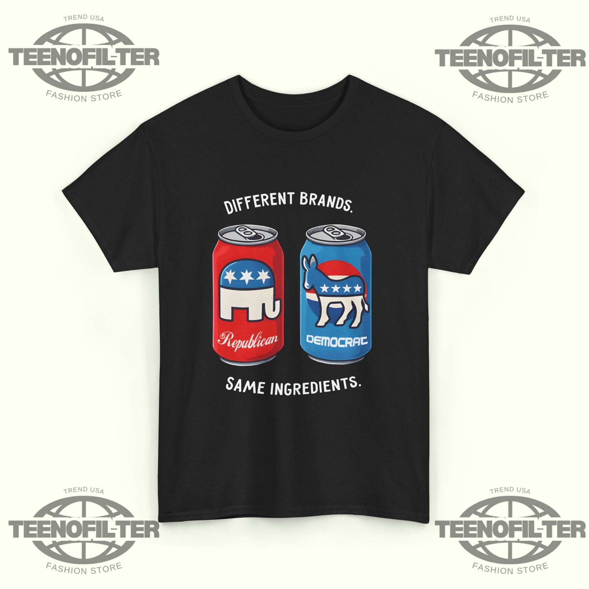 Different Brands Same Ingredients T-Shirt – Bipartisan Unity Political Humor Tee - Tee No Filter