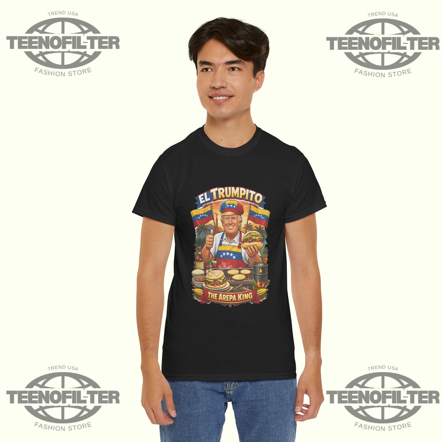El Trumpito Arepa King T-Shirt – Bold Venezuelan Flavor Meets Street-Food Royalty Style - Tee No Filter