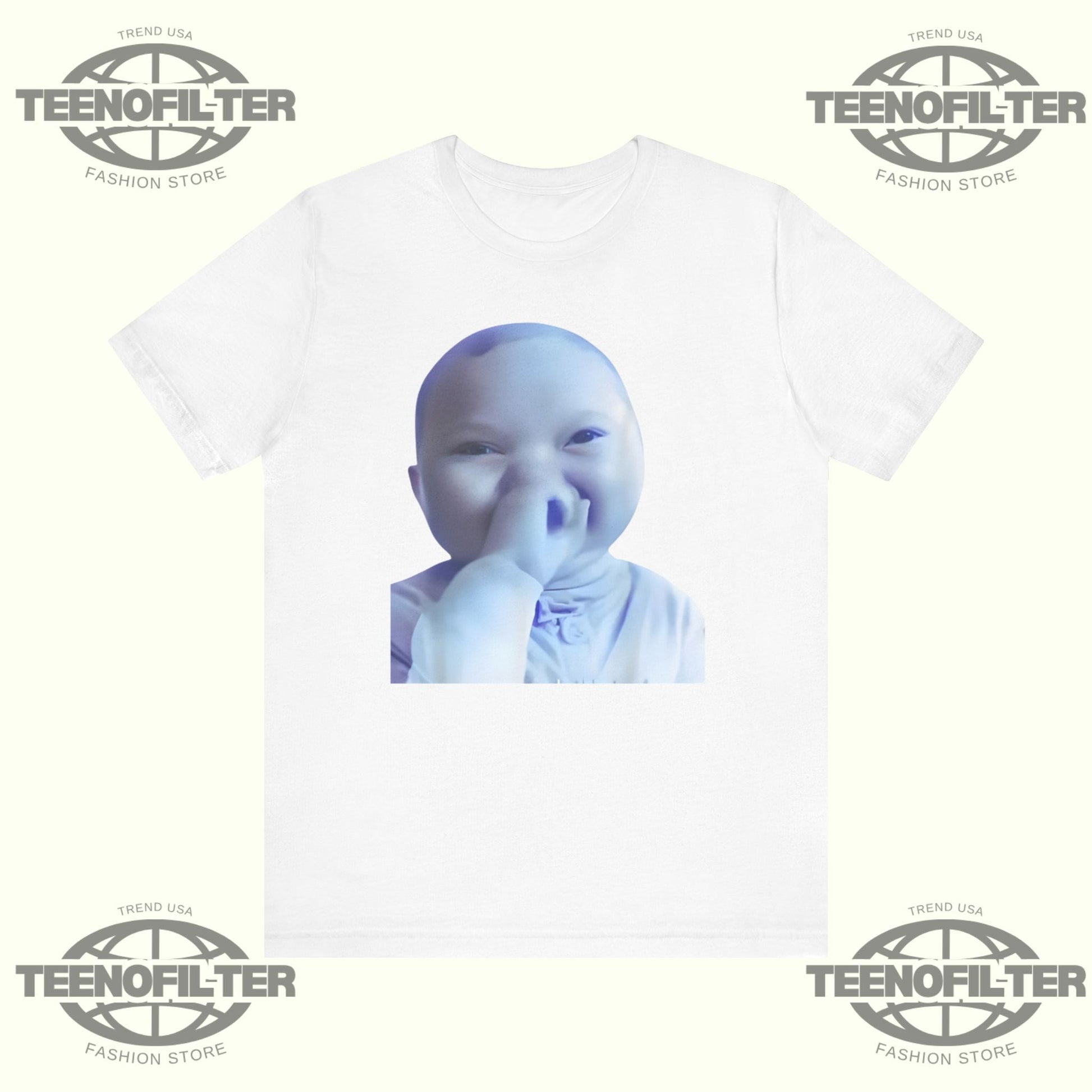 AI Baby Holding Laugh Meme Viral Trend T-Shirt Printify