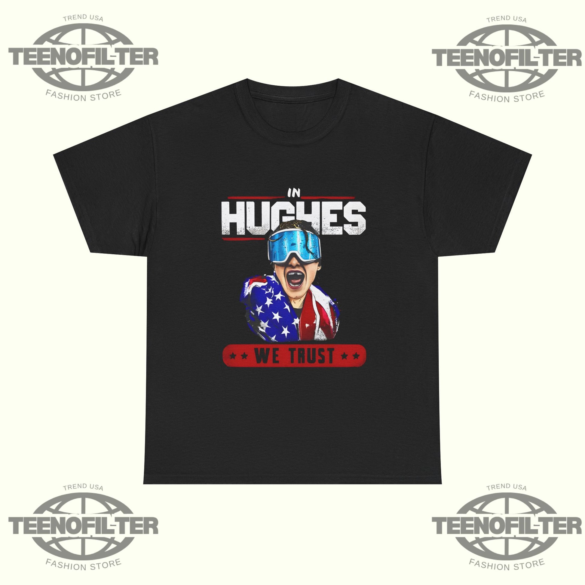 In Hughes We Trust T-Shirt – Bold Tribute to America’s Hockey Phenom - Tee No Filter