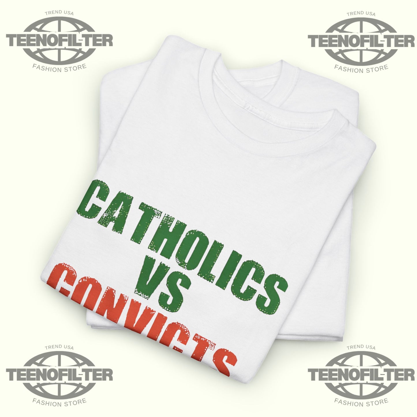 Catholics vs Convicts T-Shirt — Retro Rivalry Faith & Football Tee - Tee No Filter
