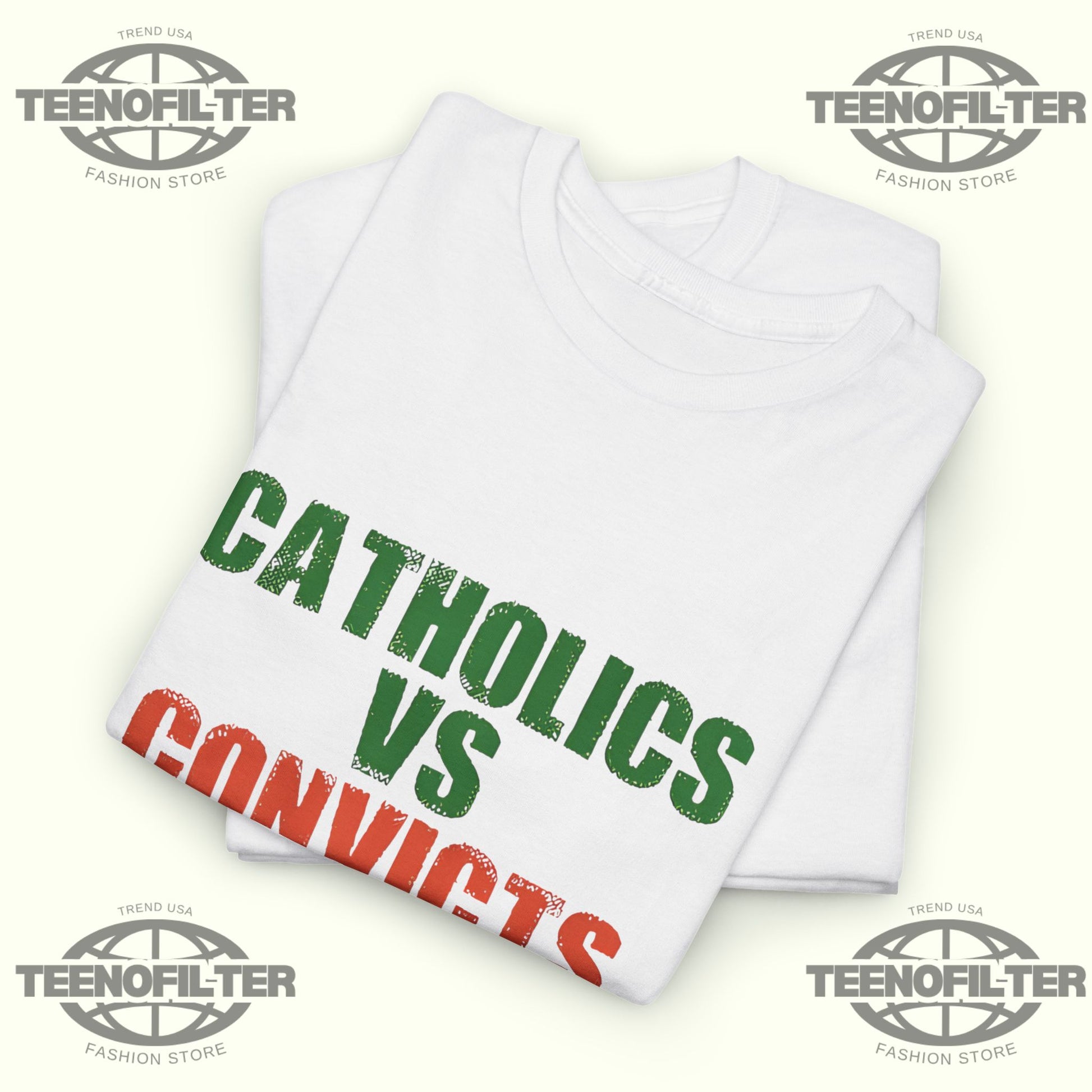 Catholics vs Convicts T-Shirt — Retro Rivalry Faith & Football Tee - Tee No Filter