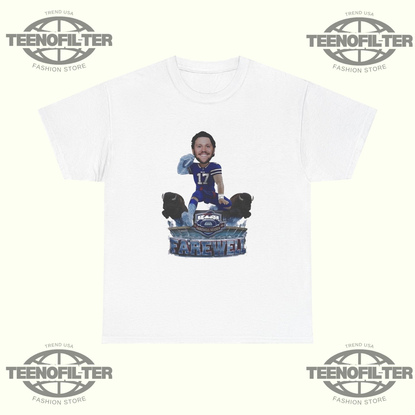 Jack Josh Allen Buffalo Bills Hurdle Over Highmark Stadium Farewell Season caricature T-shirt - Tee No Filter