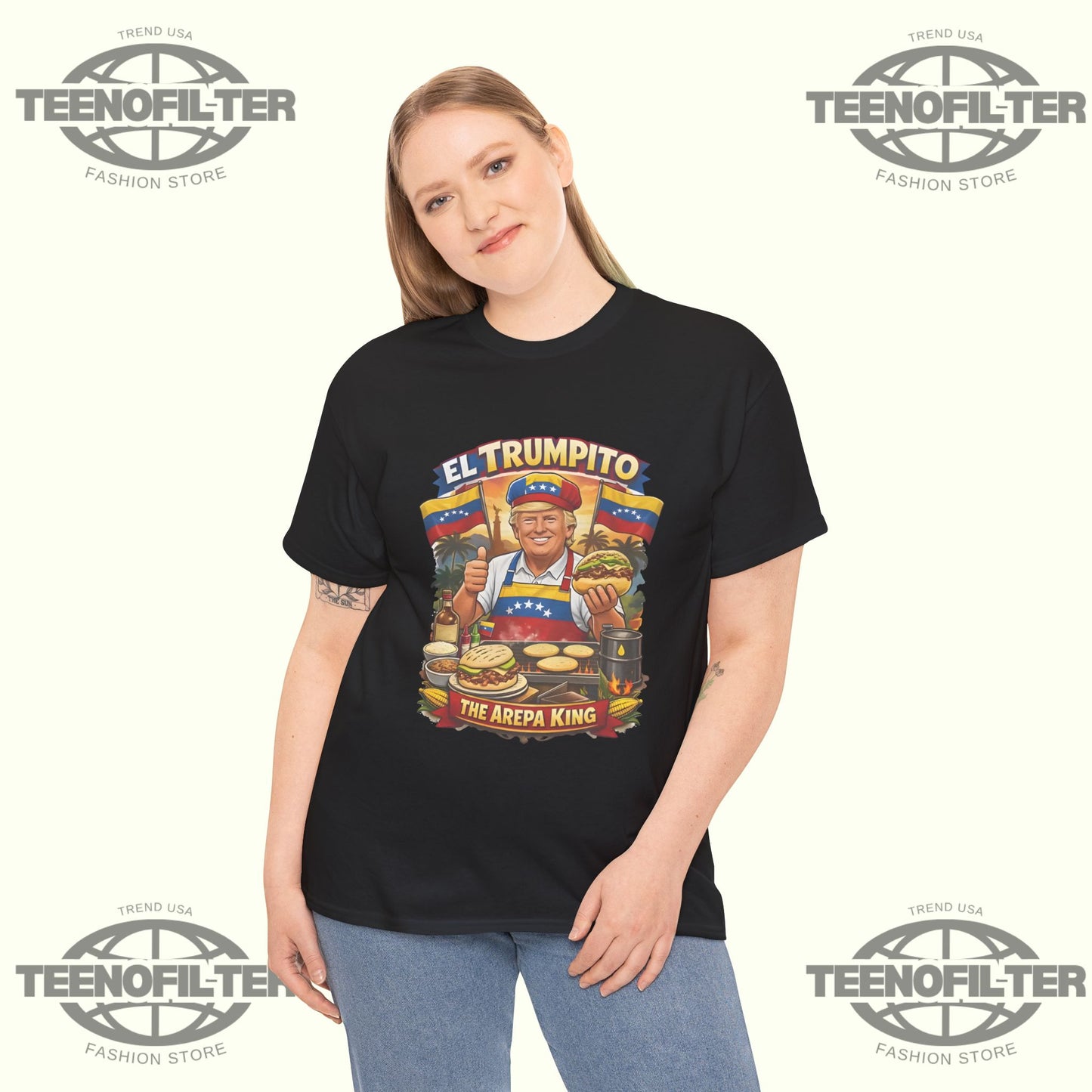 El Trumpito Arepa King T-Shirt – Bold Venezuelan Flavor Meets Street-Food Royalty Style - Tee No Filter