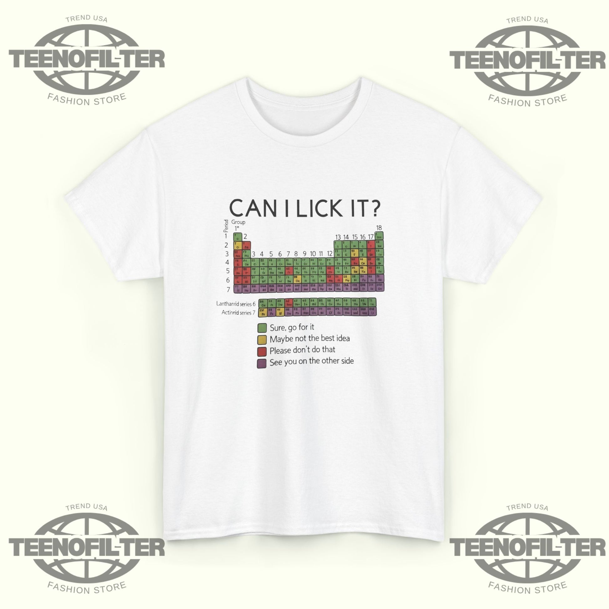 Can I Lick It Periodic Table T-Shirt — Funny Chemistry Tee for Science Lovers - Tee No Filter