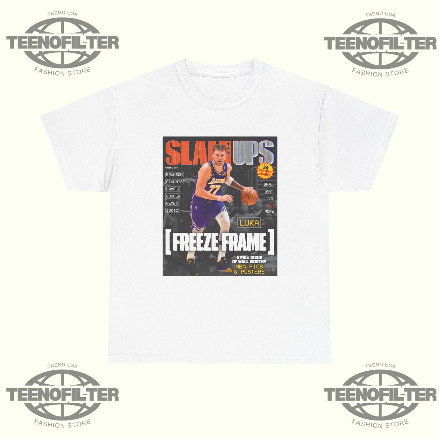 SLAMUPs Luka Dončić Magazine T-Shirt – NBA Streetwear Essential Printify