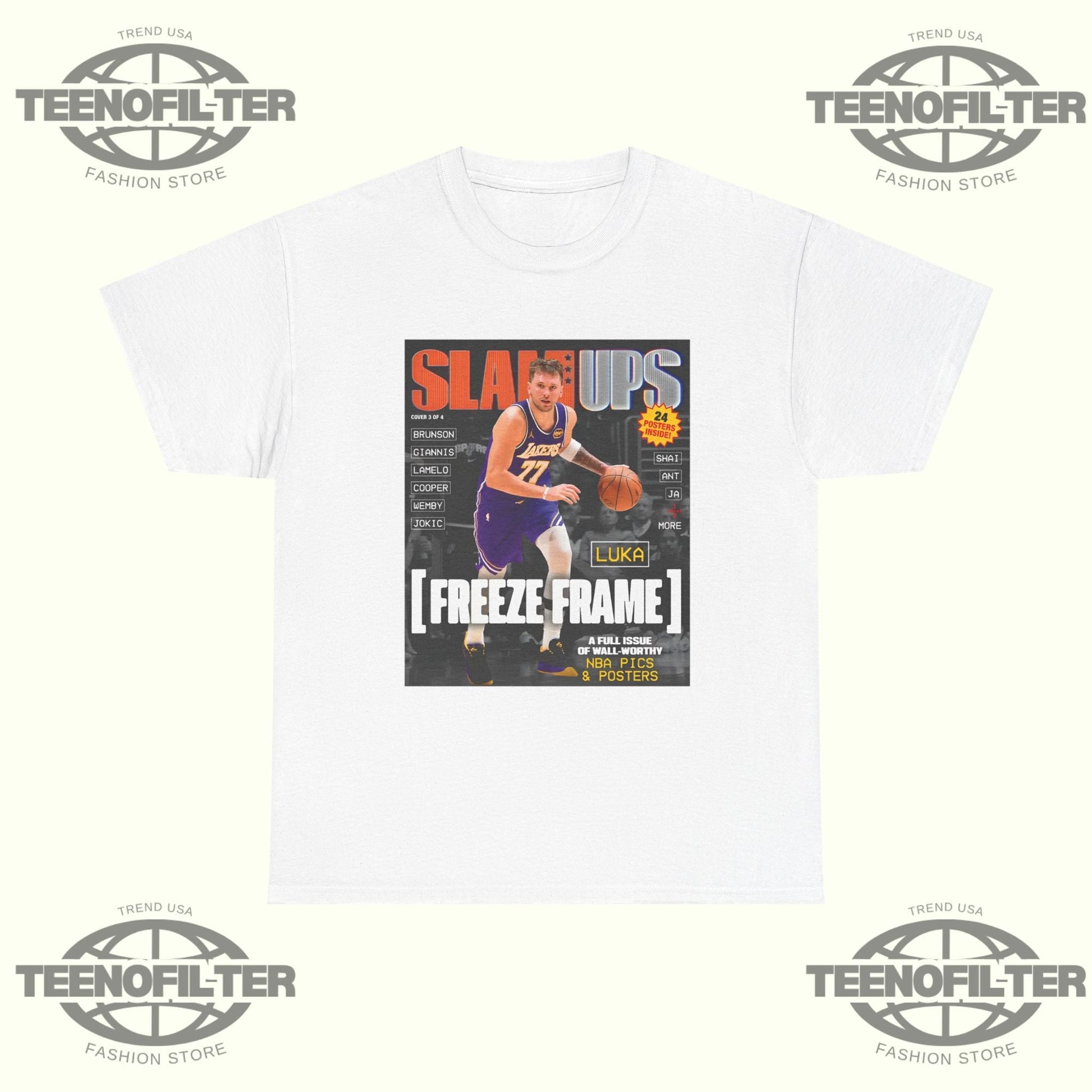 SLAMUPs Luka Dončić Magazine T-Shirt – NBA Streetwear Essential Printify