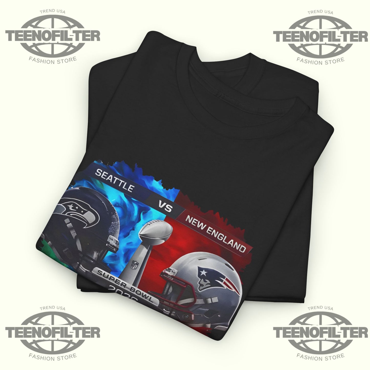 2026 Super Bowl Seahawks vs Patriots T-shirt - Tee No Filter