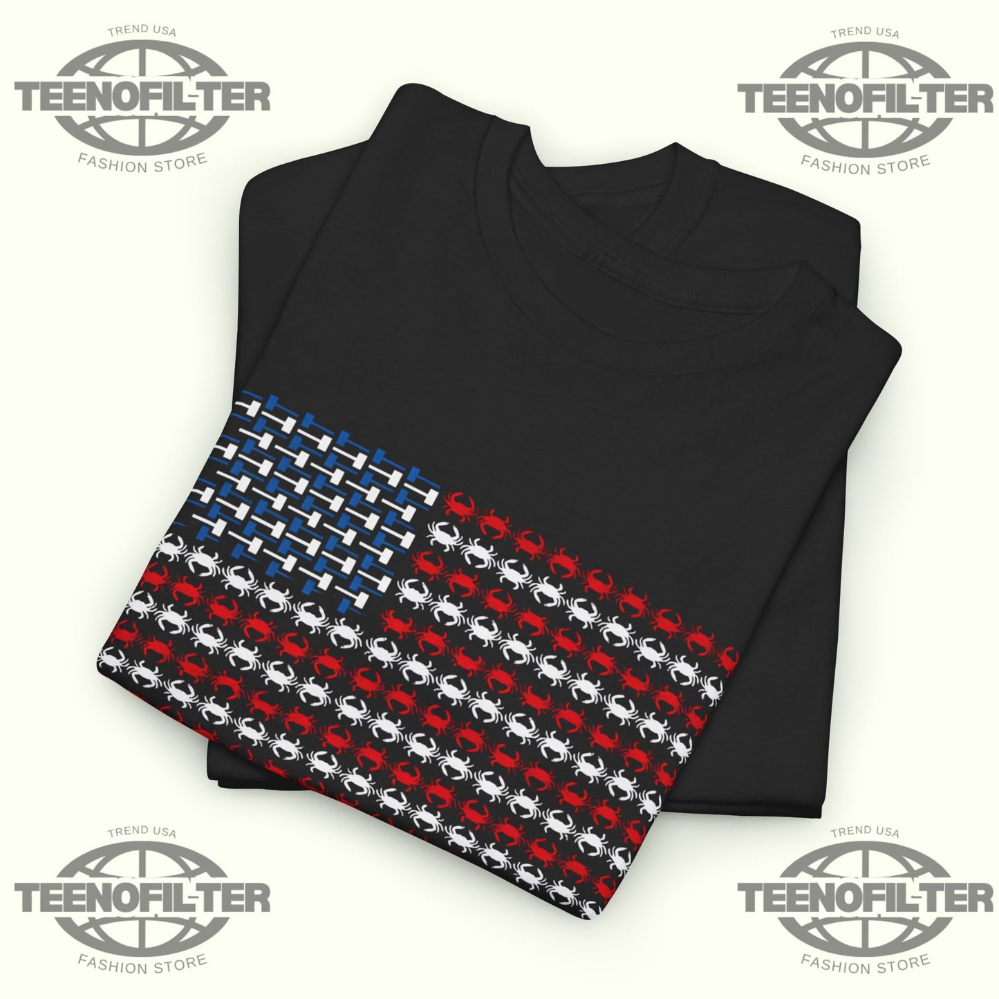 Jimmy’s Famous Seafood Crab Flag T-Shirt – Baltimore Blue Crab Patriotic Tee - Tee No Filter