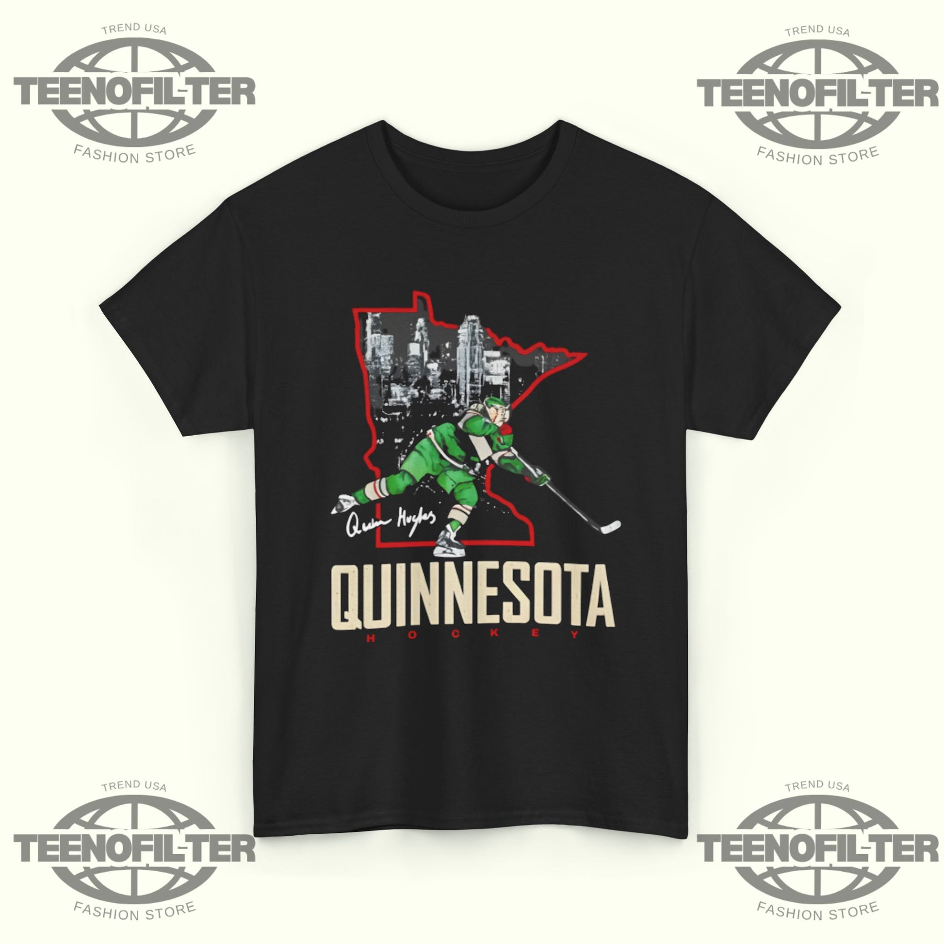 Quinnesota Pride Quinn Hughes Minnesota Quinnesota Viral Hockey T-Shirt - Tee No Filter